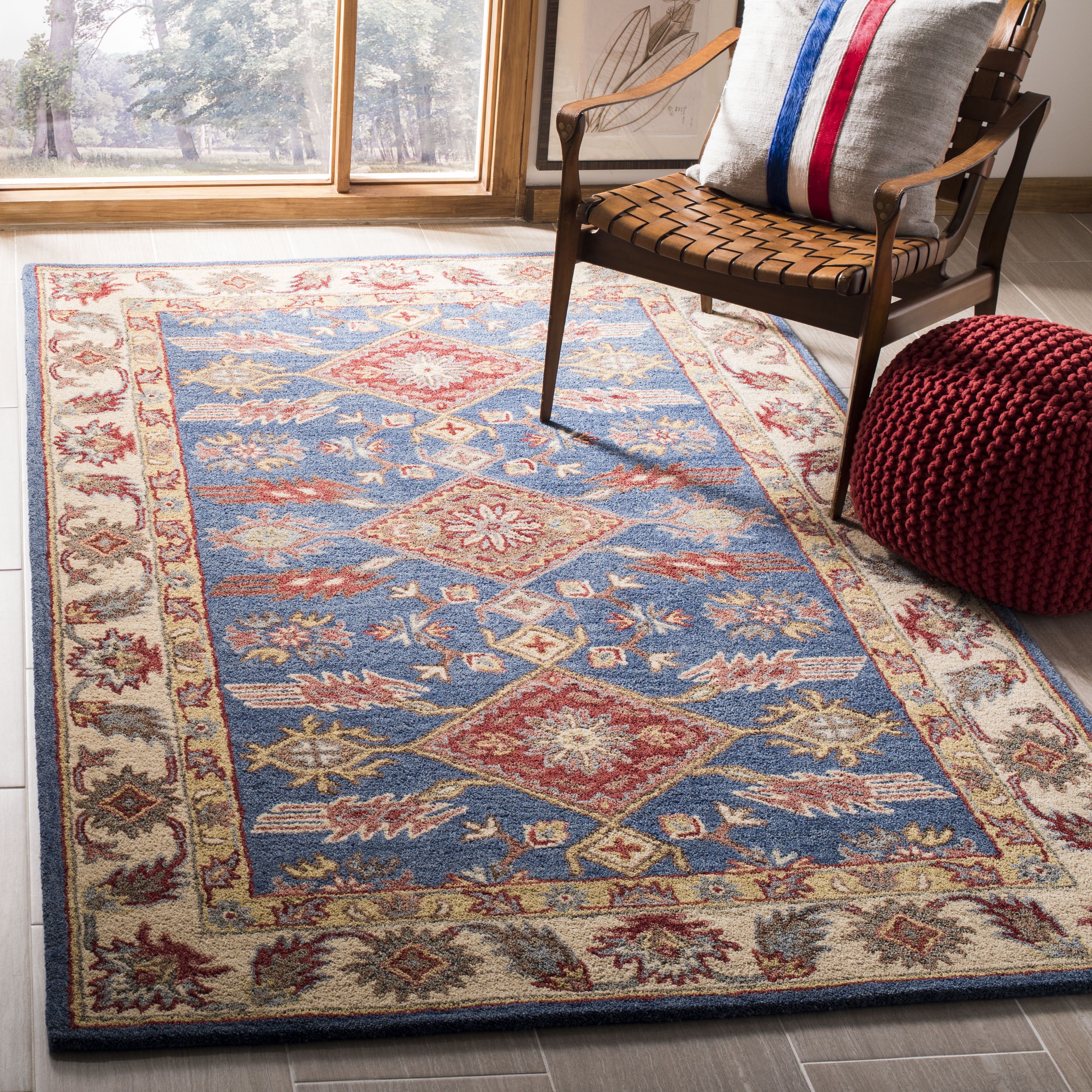 Antiquity Heirloom Blue Wool 59" Tufted Rectangular Rug