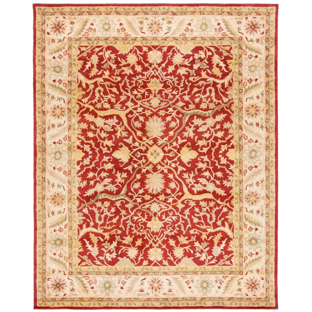 Rust and Beige Handmade Wool Area Rug, 11' x 15'