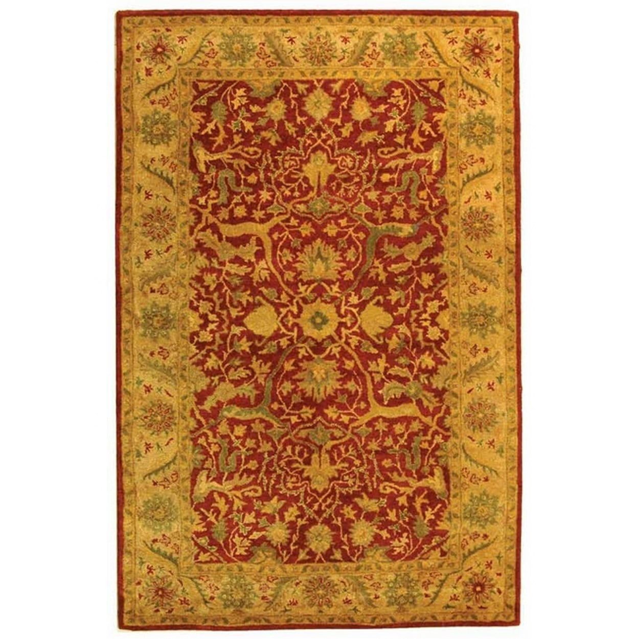 Handmade Traditional Elegance Wool Area Rug, Rust, 5' x 8'