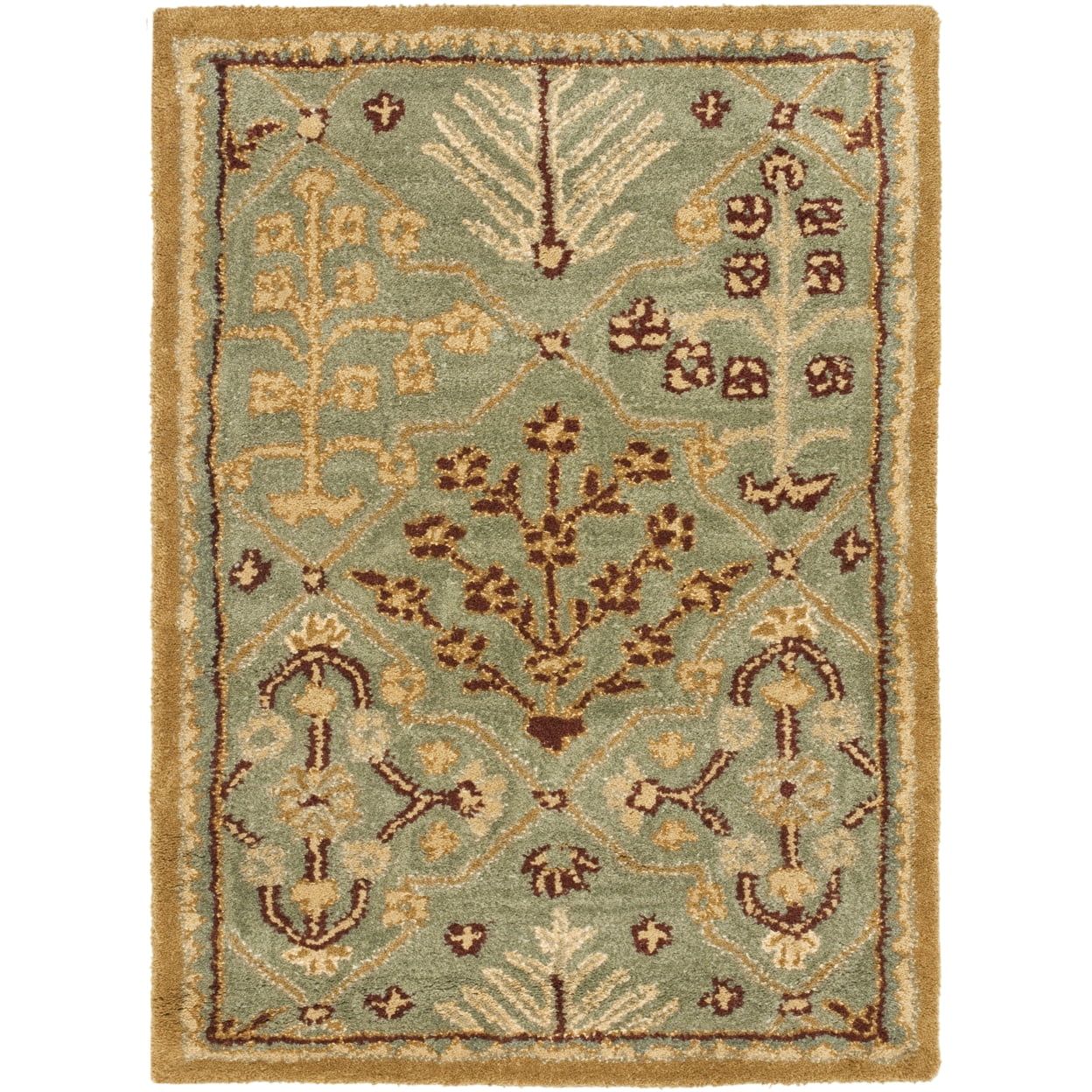 Handmade Light Blue and Gold Wool Tufted Area Rug, 2' x 3'