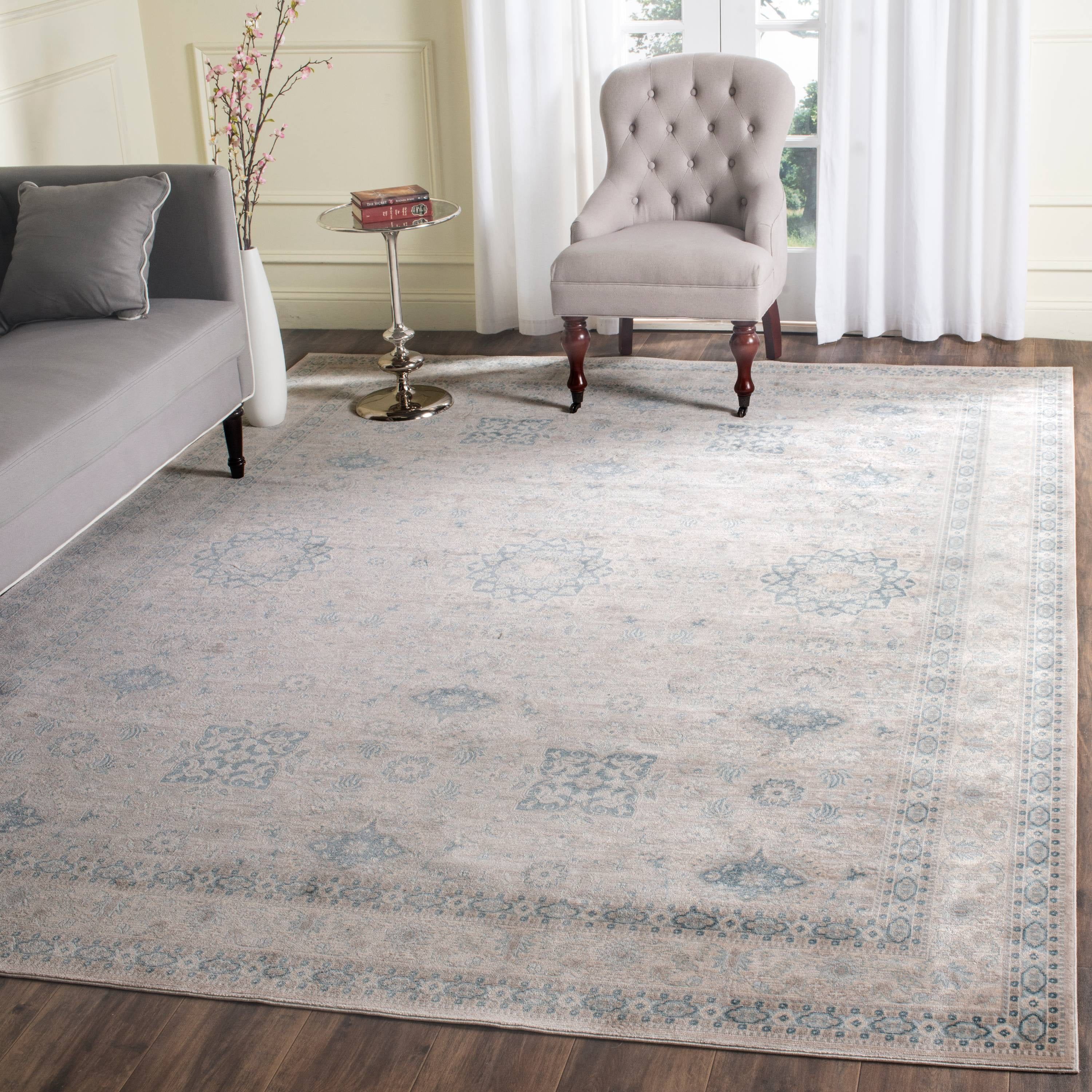 Gray Floral Motif Synthetic 9' x 12' Area Rug