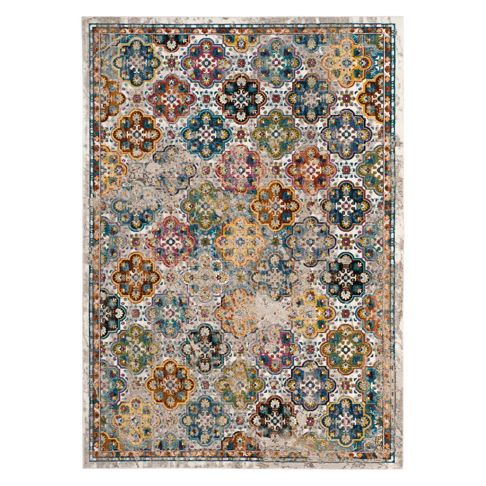 Vibrant Multicolor Floral and Medallion Wool-Blend 4' x 6' Area Rug