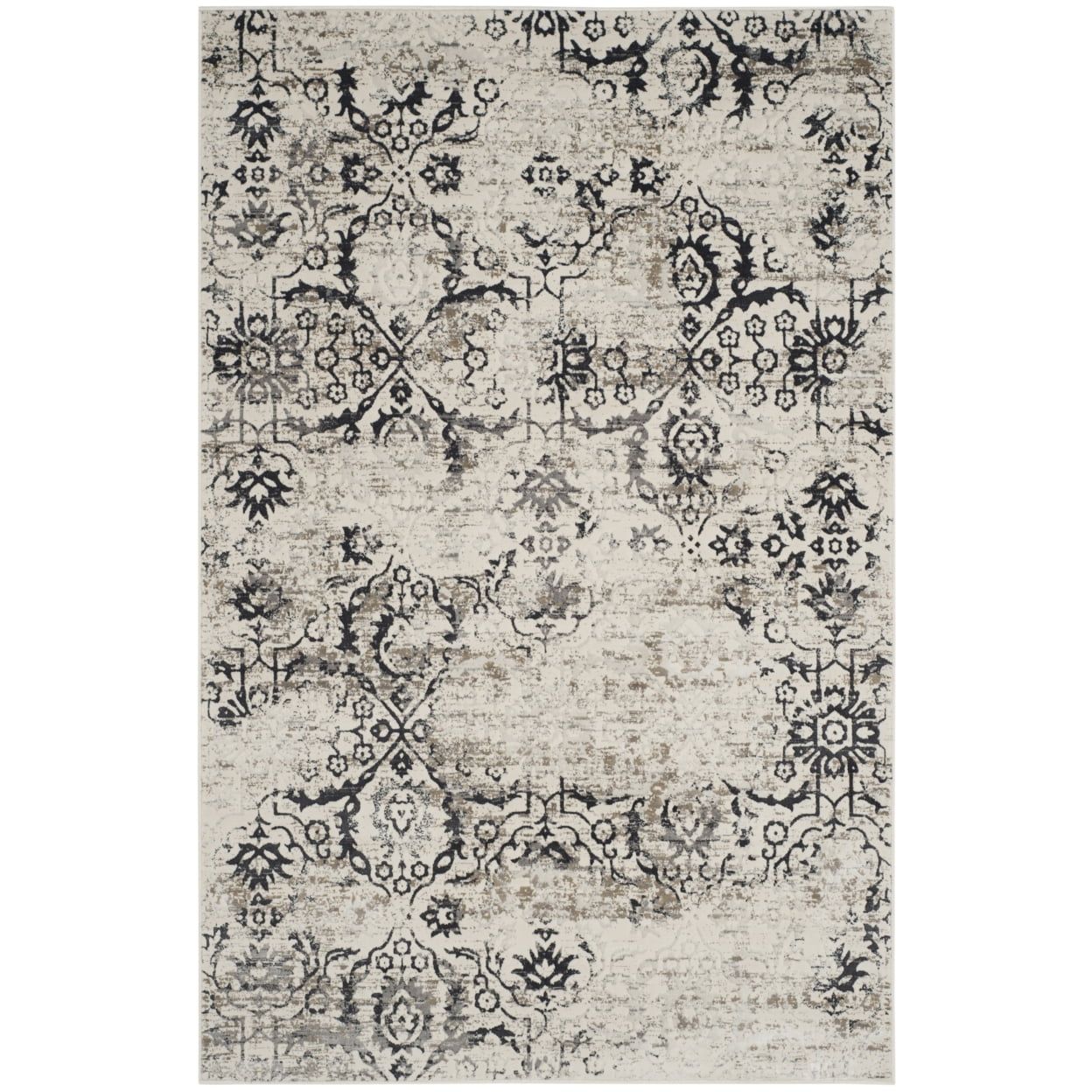 Urban Chic Vintage Blue 4'x6' Viscose and Cotton Blend Rug