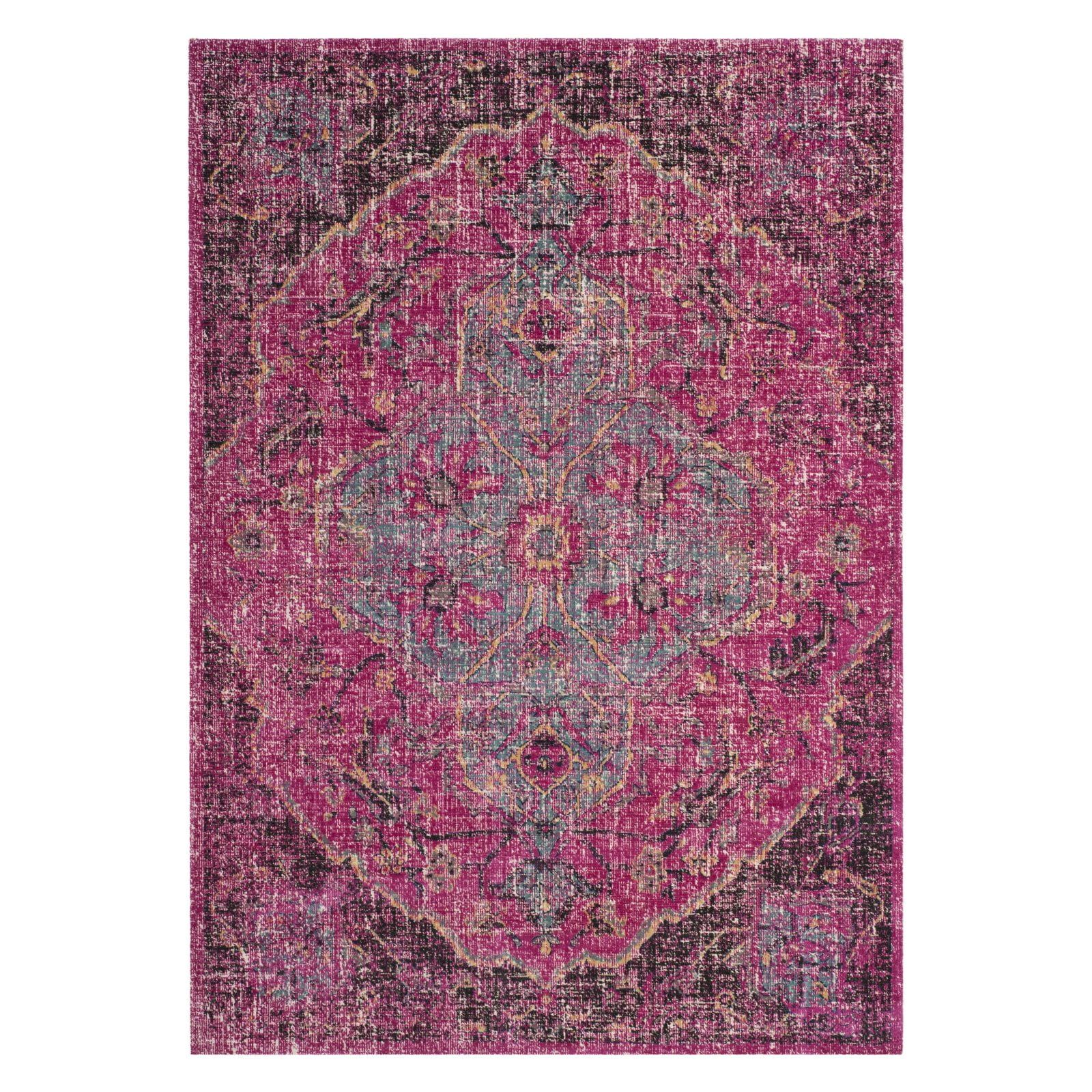 Fuchsia and Anthracite 8' x 10' Reversible Cotton Area Rug