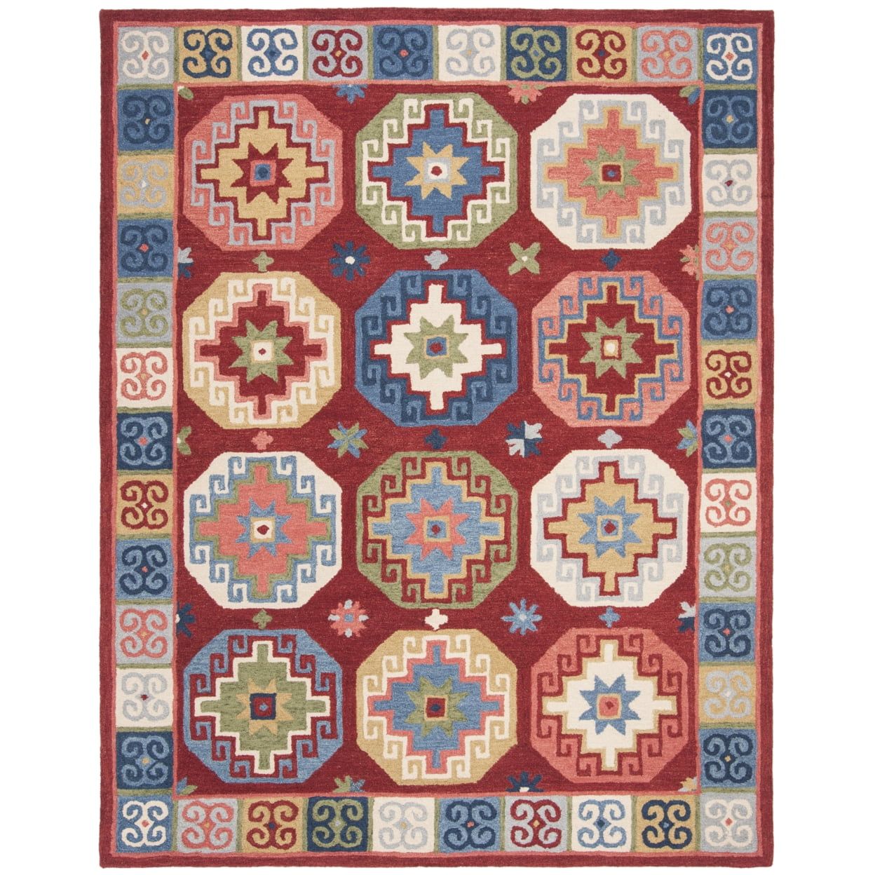 Aspen Geometric Multicolor Wool Area Rug, 6' x 9'