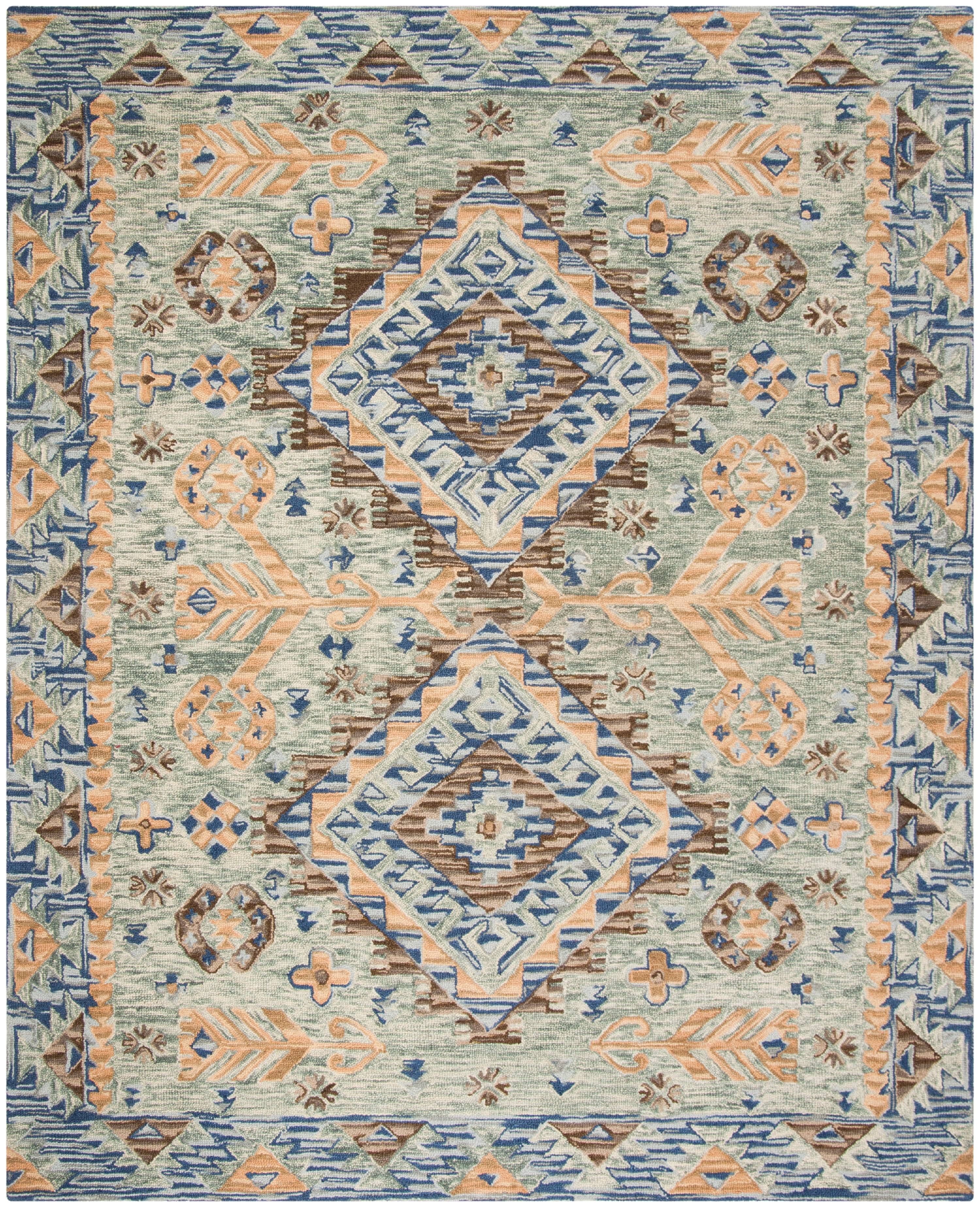 Aspen Blue and Beige Hand-Tufted Wool Area Rug