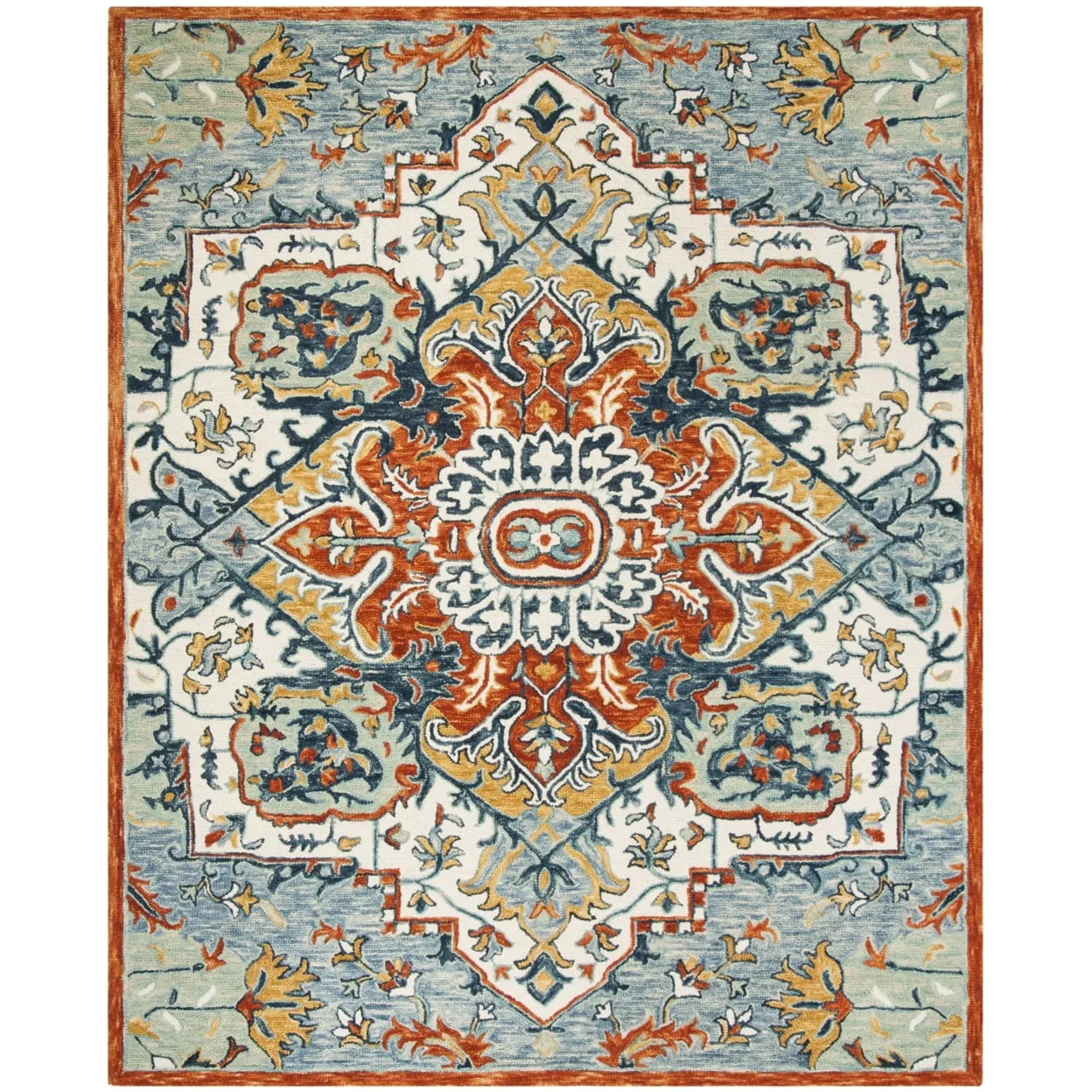 Hand-tufted Rustic-Chic Blue Wool Round Rug, 54"