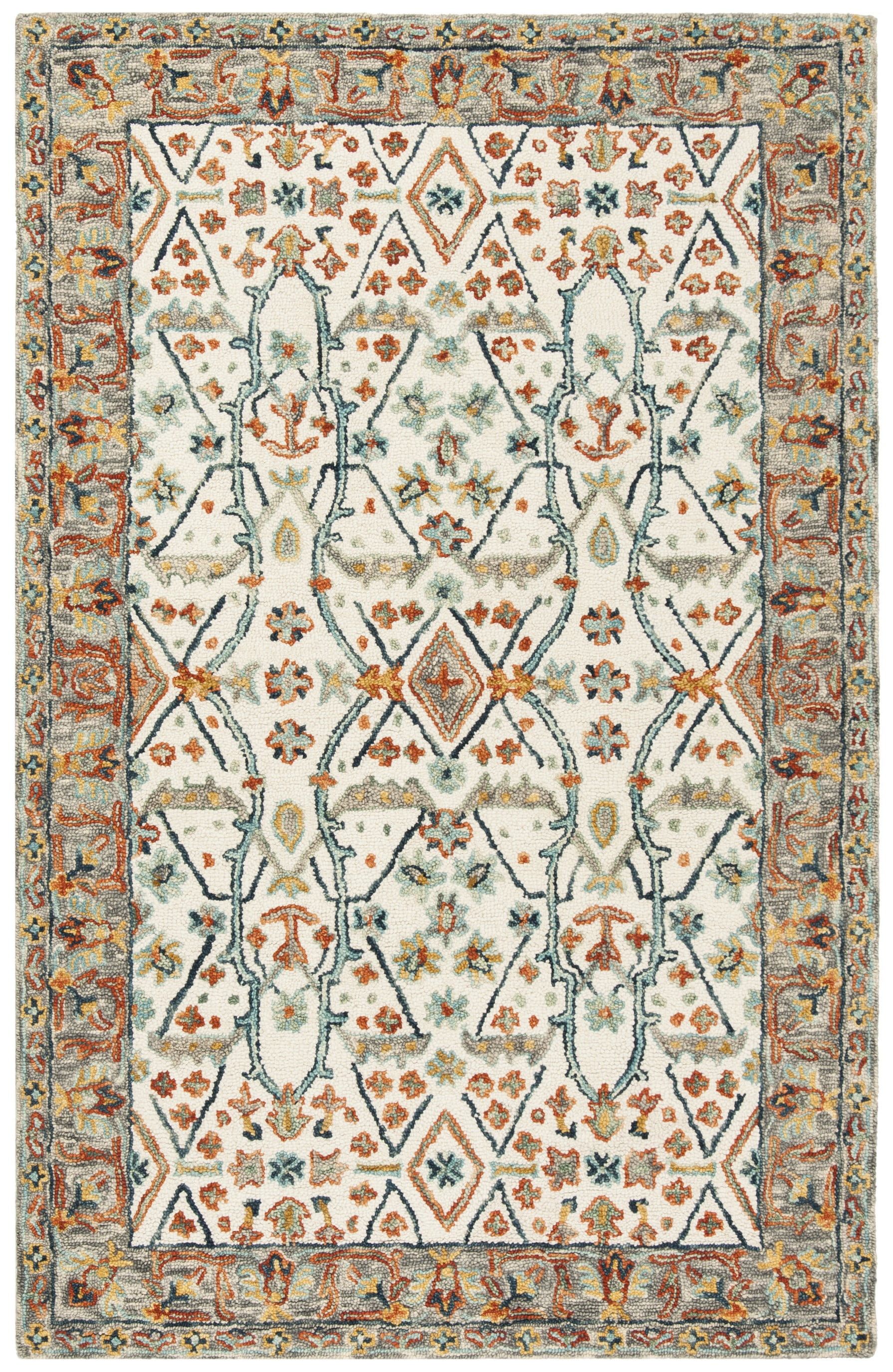 Handmade Blue and Ivory Wool Oriental Area Rug, 2'3" x 4'