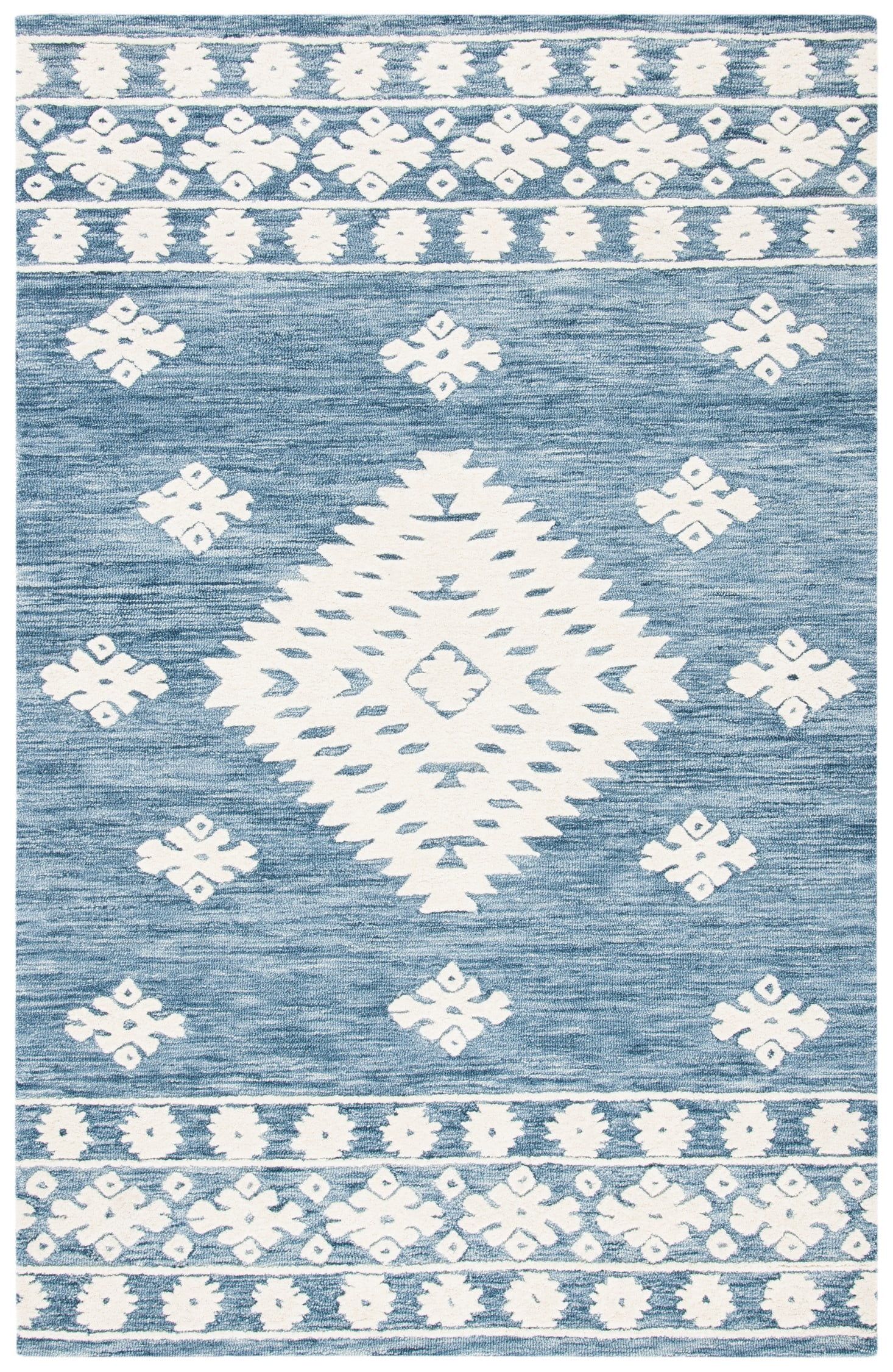 Ivory Tufted Handmade Wool Chic Area Rug, 4' x 6'