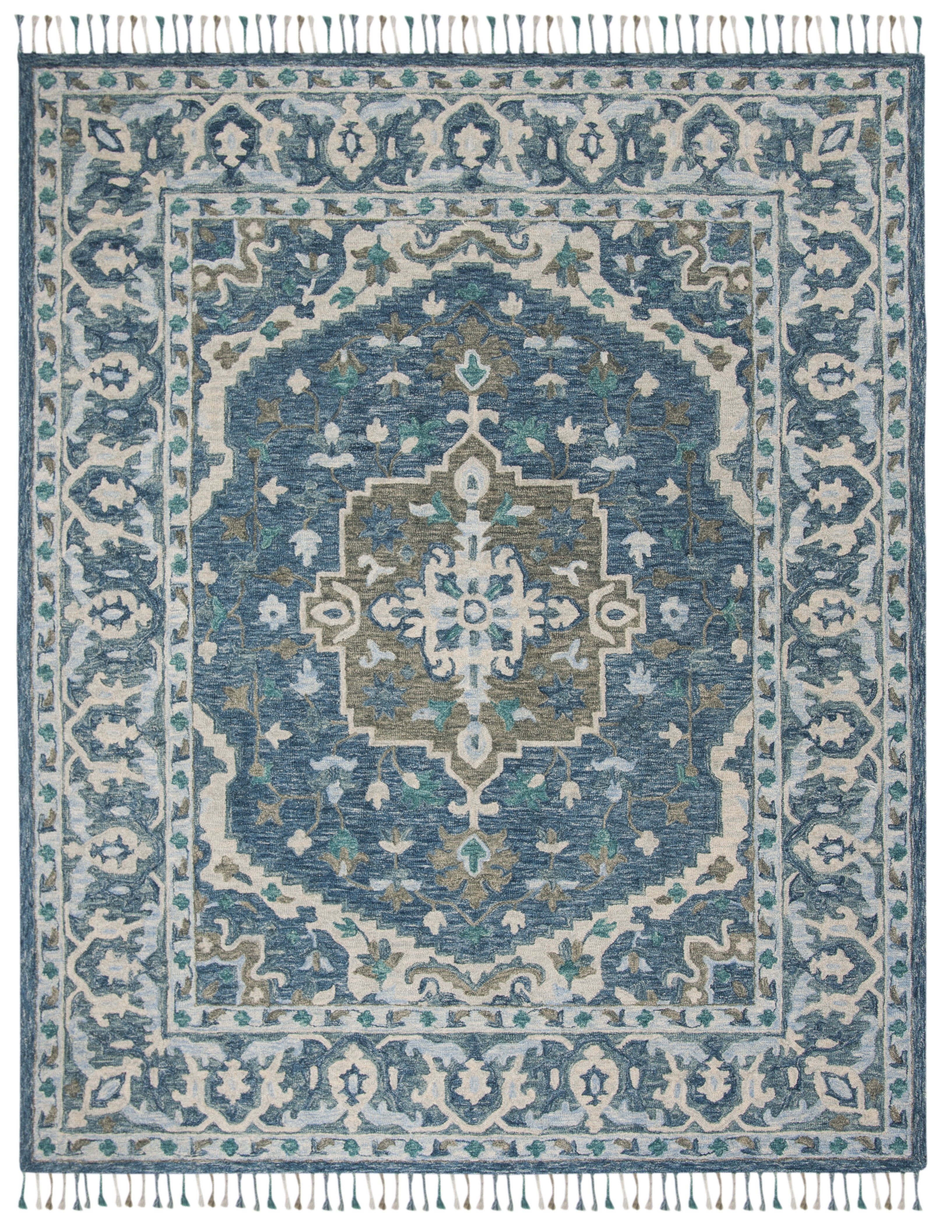 Handmade Southwestern Chic Blue Wool 10' x 14' Rectangular Area Rug