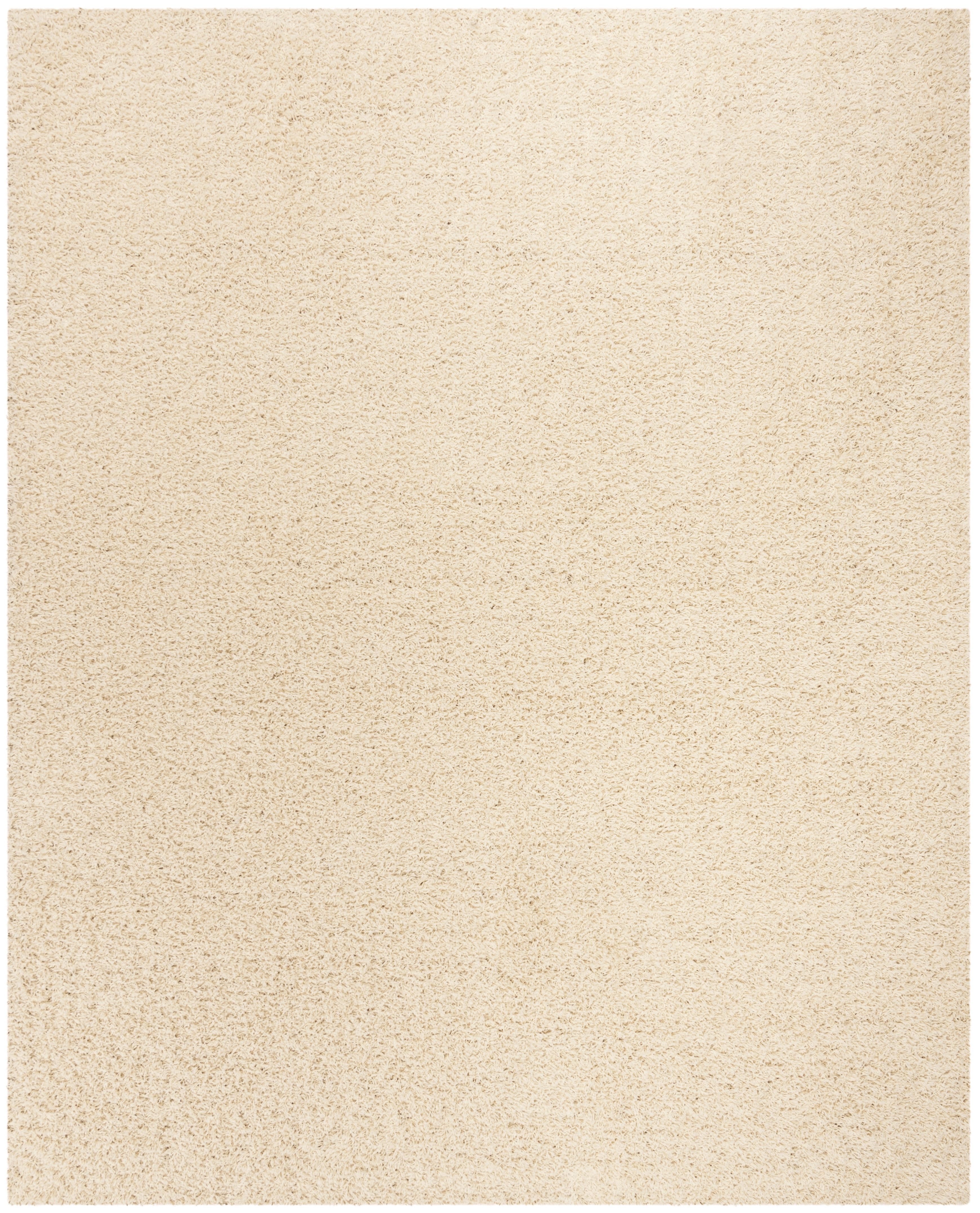 Ivory 9' x 12' Shag Wool and Synthetic Rug