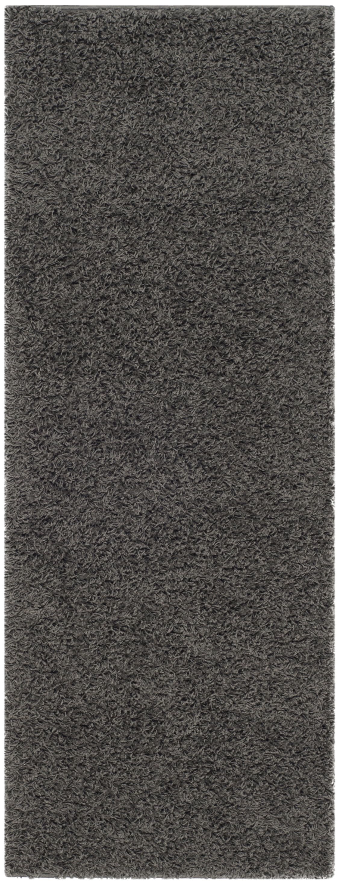 Athens Dark Gray Synthetic Shag Runner Rug 2'3" x 6'