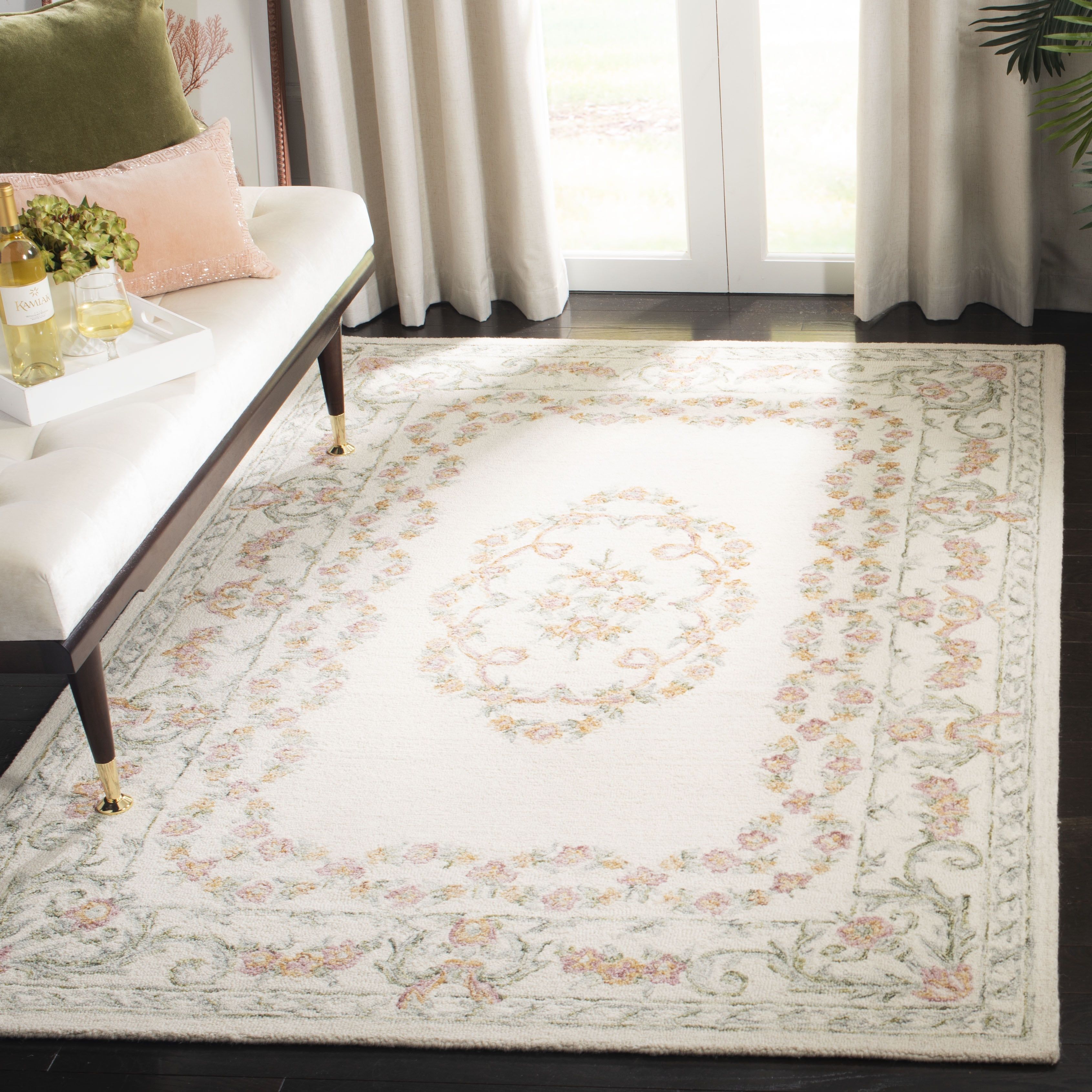 Ivory Elegance 9' x 12' Handmade Wool Medallion Tufted Rug