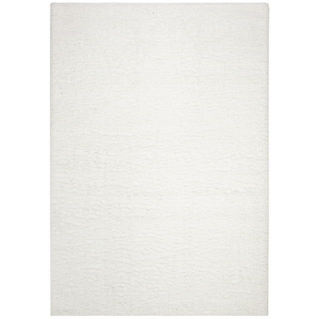 Cozy Comfort White Synthetic 4' x 6' Non-Slip Shag Rug