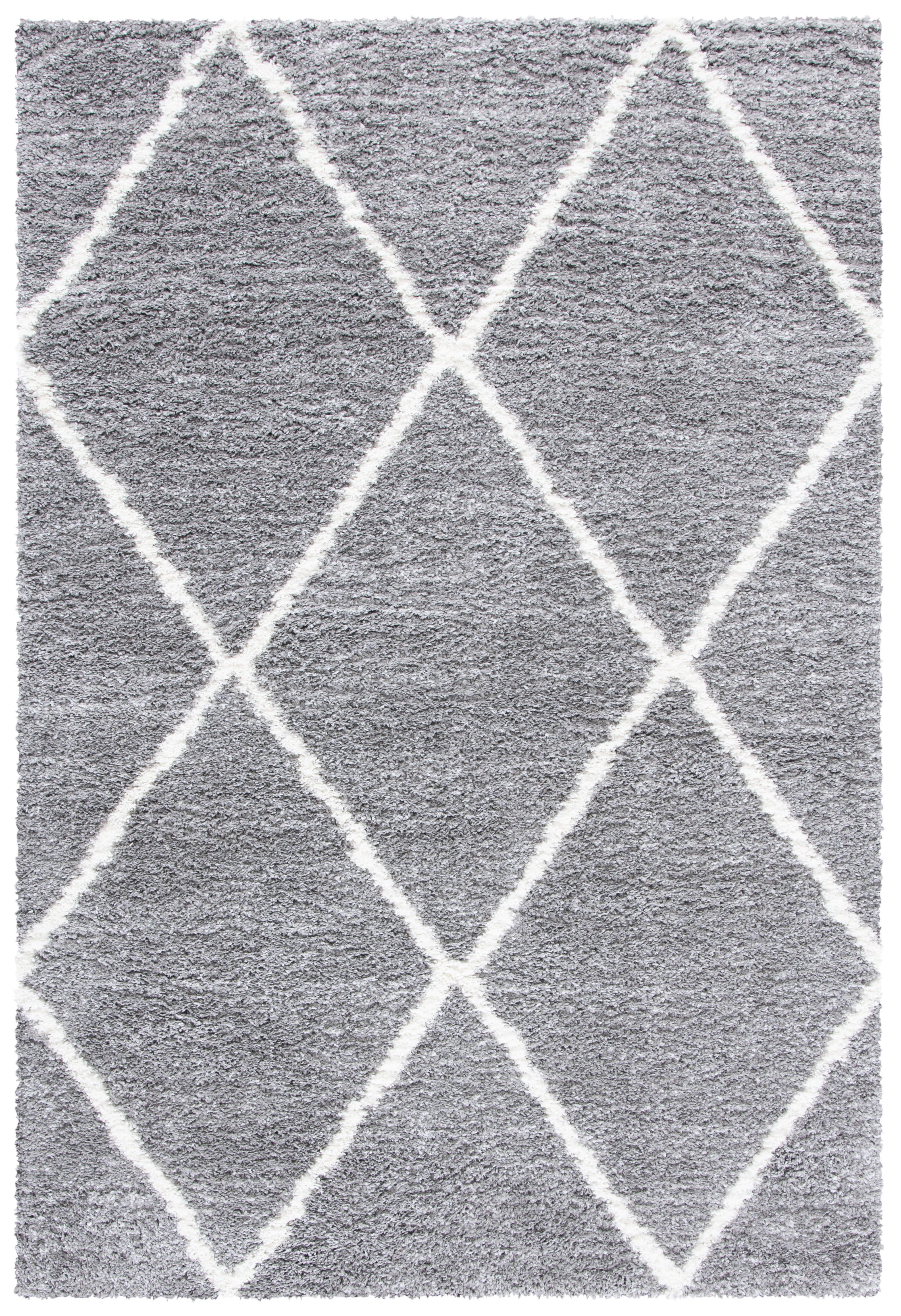 Light Grey Diamond Shag Area Rug, 5'5" x 7'7"