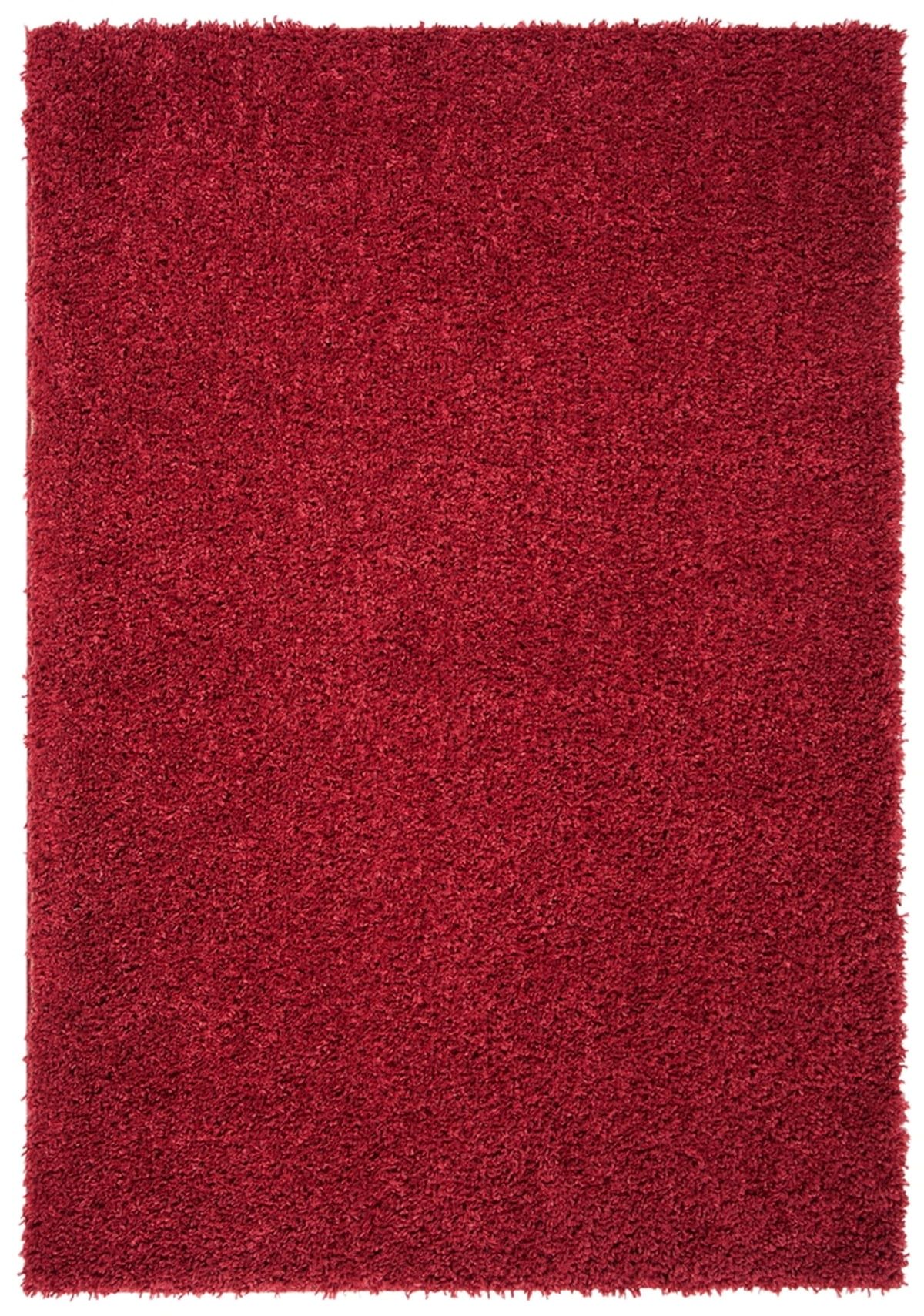 Red 9' x 12' Solid Shag Synthetic Area Rug