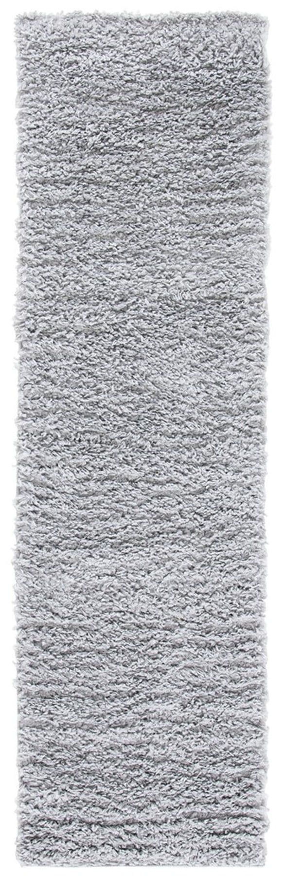 Silver 2' x 11' Shag Runner Rug with Non-Slip Synthetic Fibers
