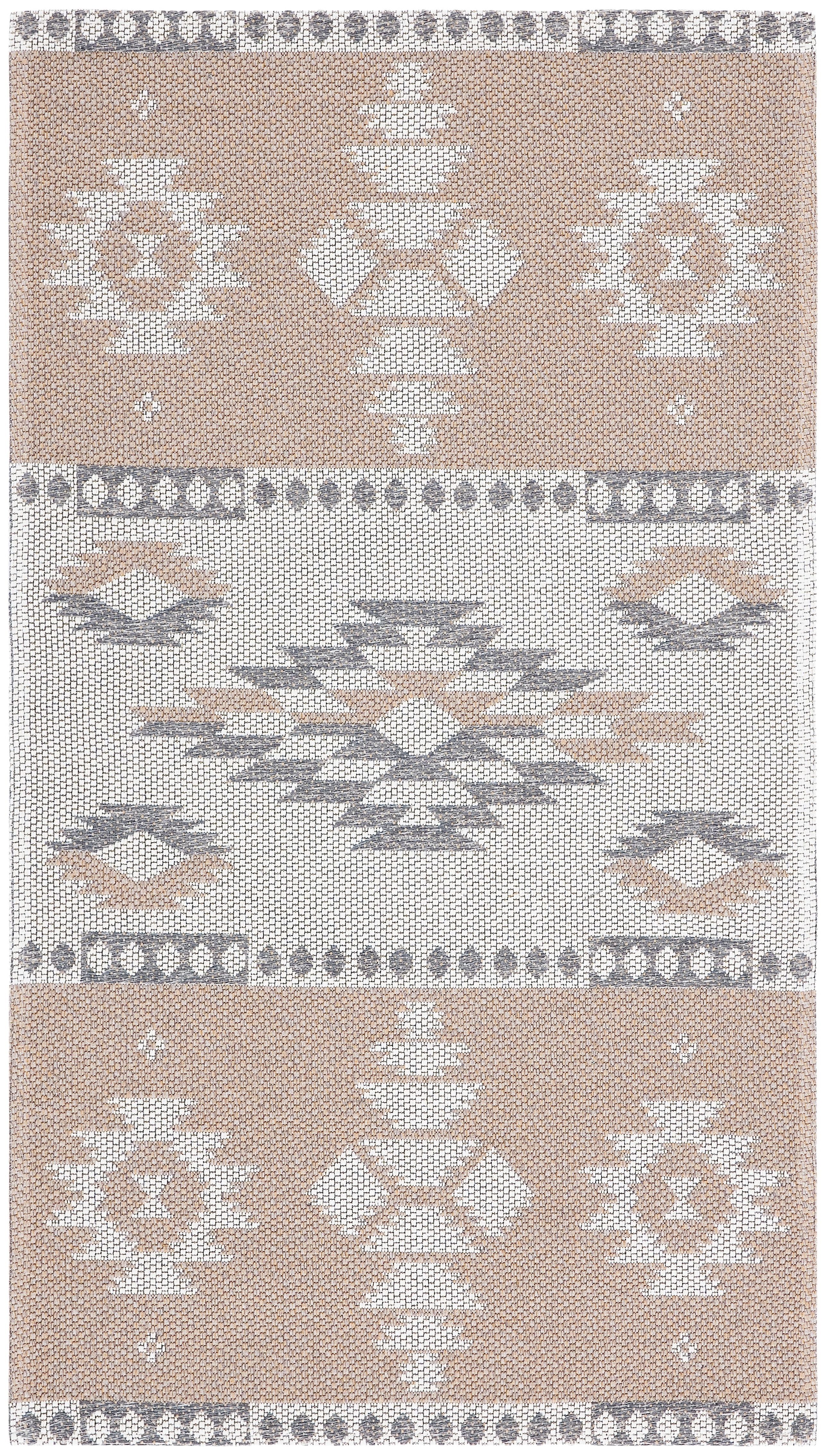 Augustine Taupe and Cream Geometric Flat Woven Area Rug