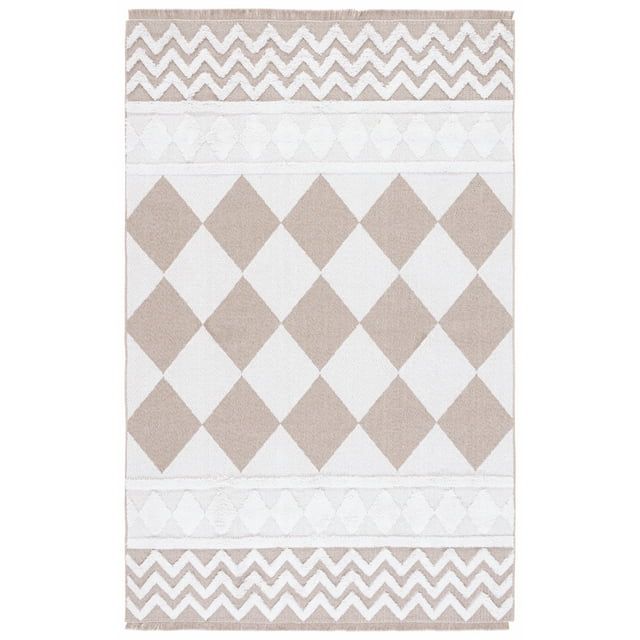 Nomadic Charm Ivory & Beige Flat Woven Square Rug