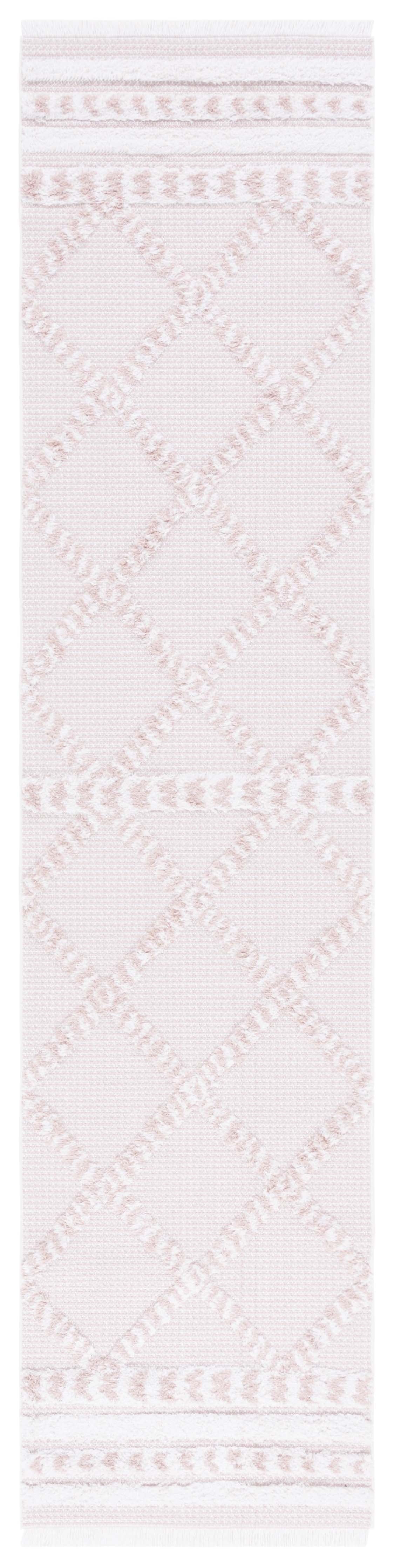 Boho Modern Augustine Pink/Ivory Flat Woven Synthetic Runner Rug 2' x 9'