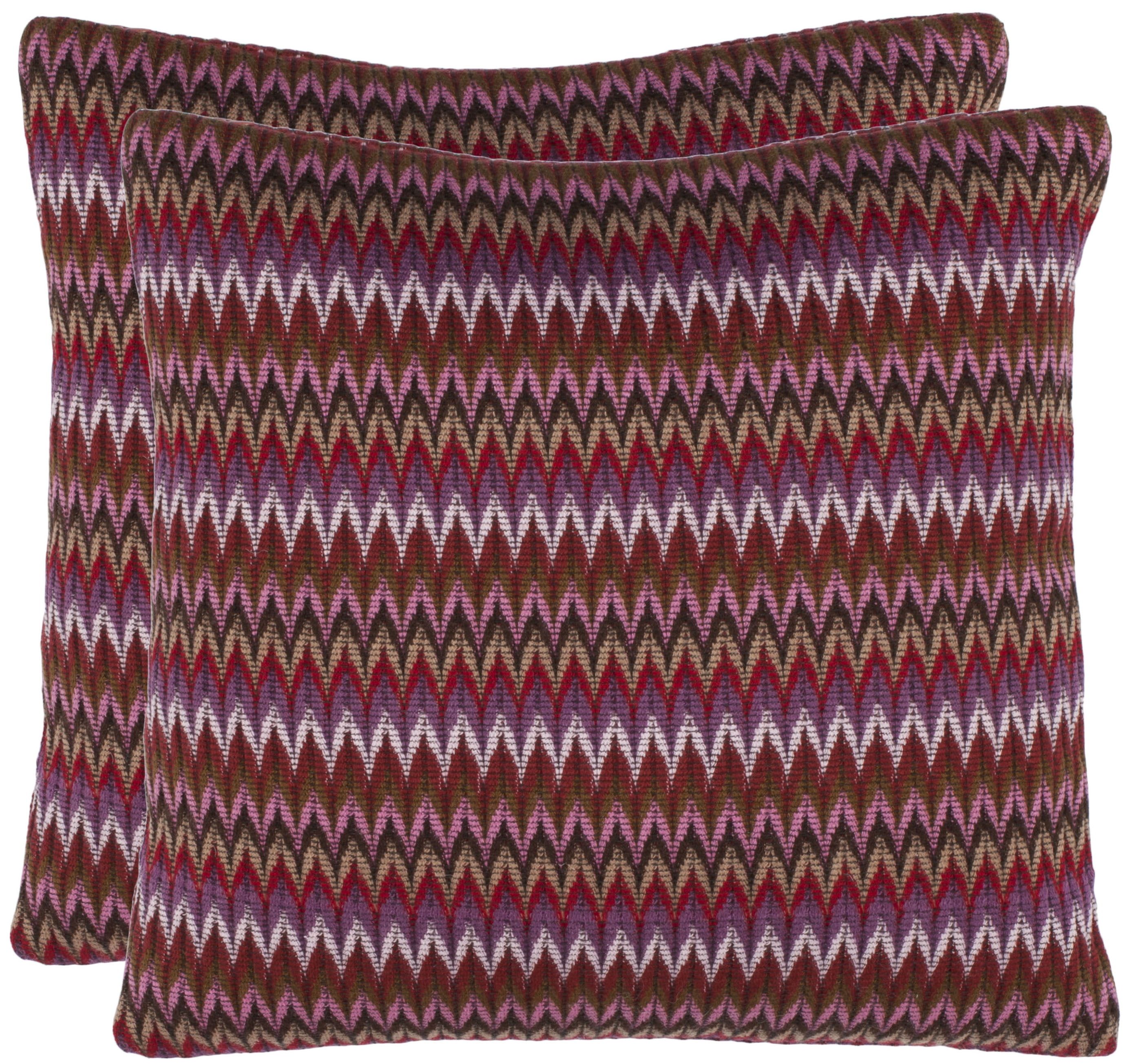 Ava Raspberry Zig Zag 18" Square Pillow Set