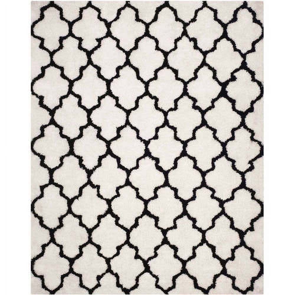 Hand-Tufted Ivory and Black Cotton Shag Rug, 6' x 9'