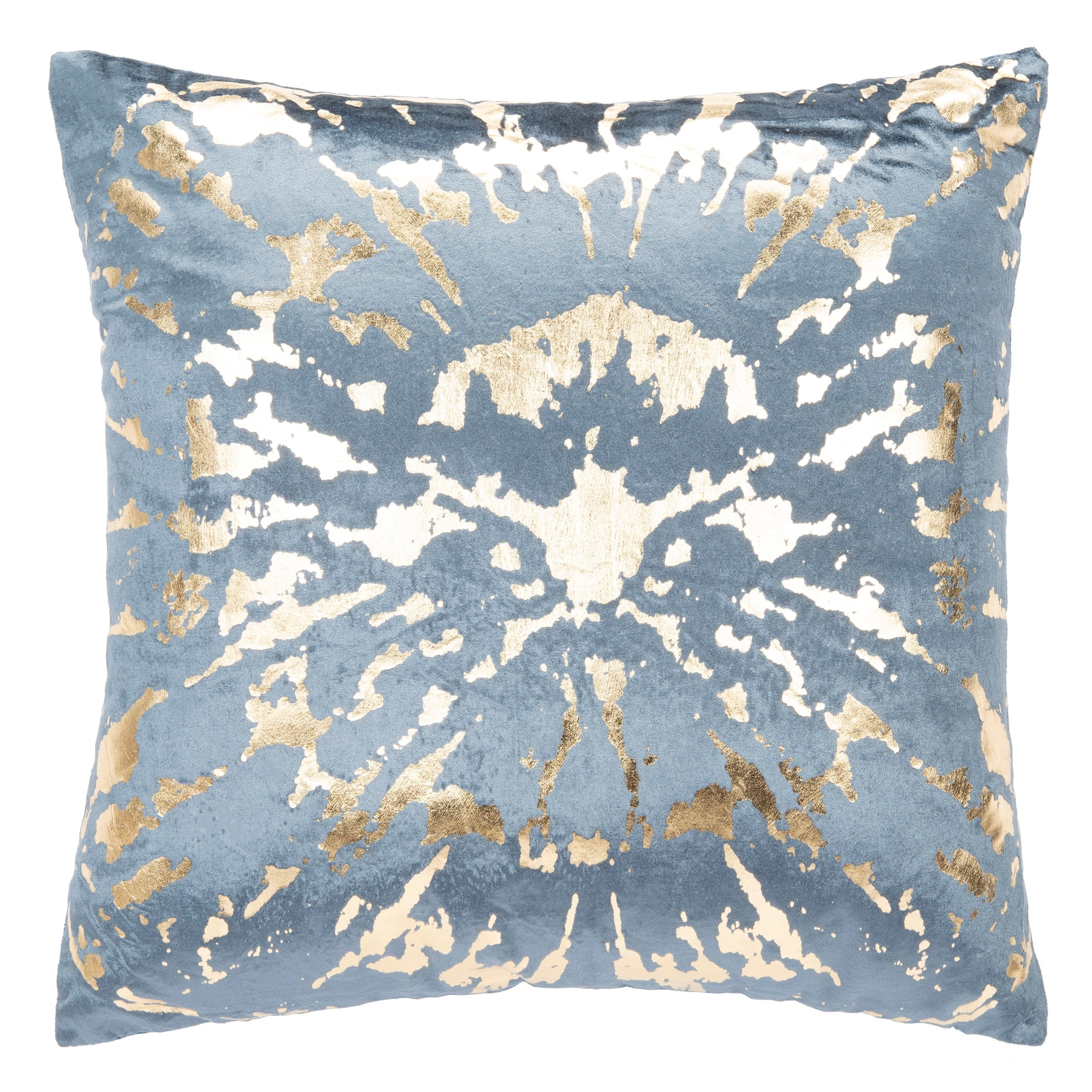 Teal and Gold Abstract Sunburst Square Throw Pillow