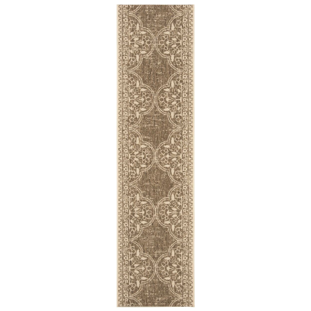 Easy-Care Cream Beige 2' x 8' Synthetic Indoor/Outdoor Runner Rug