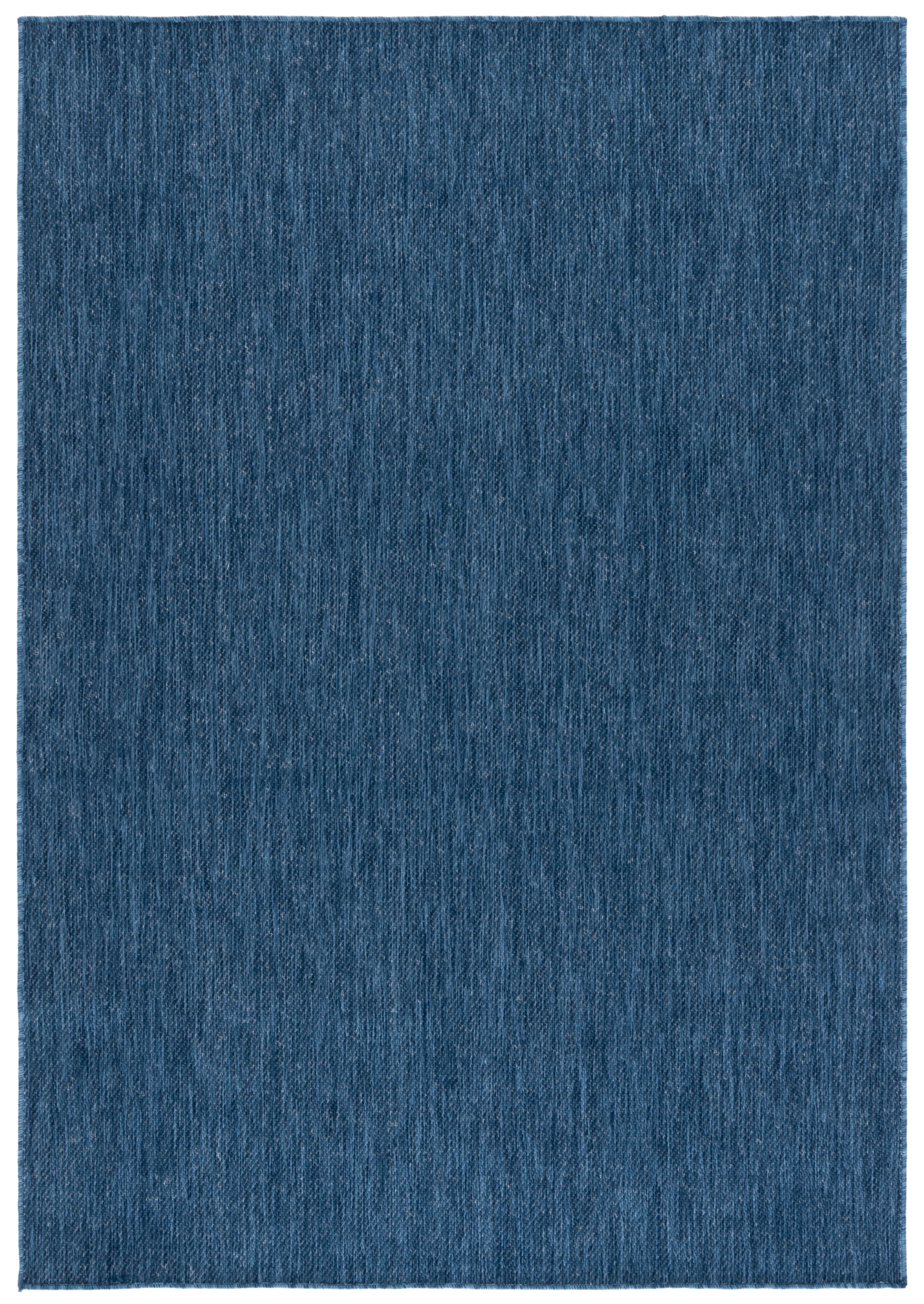 Blue Solid Stain-Resistant Wool Indoor/Outdoor Area Rug