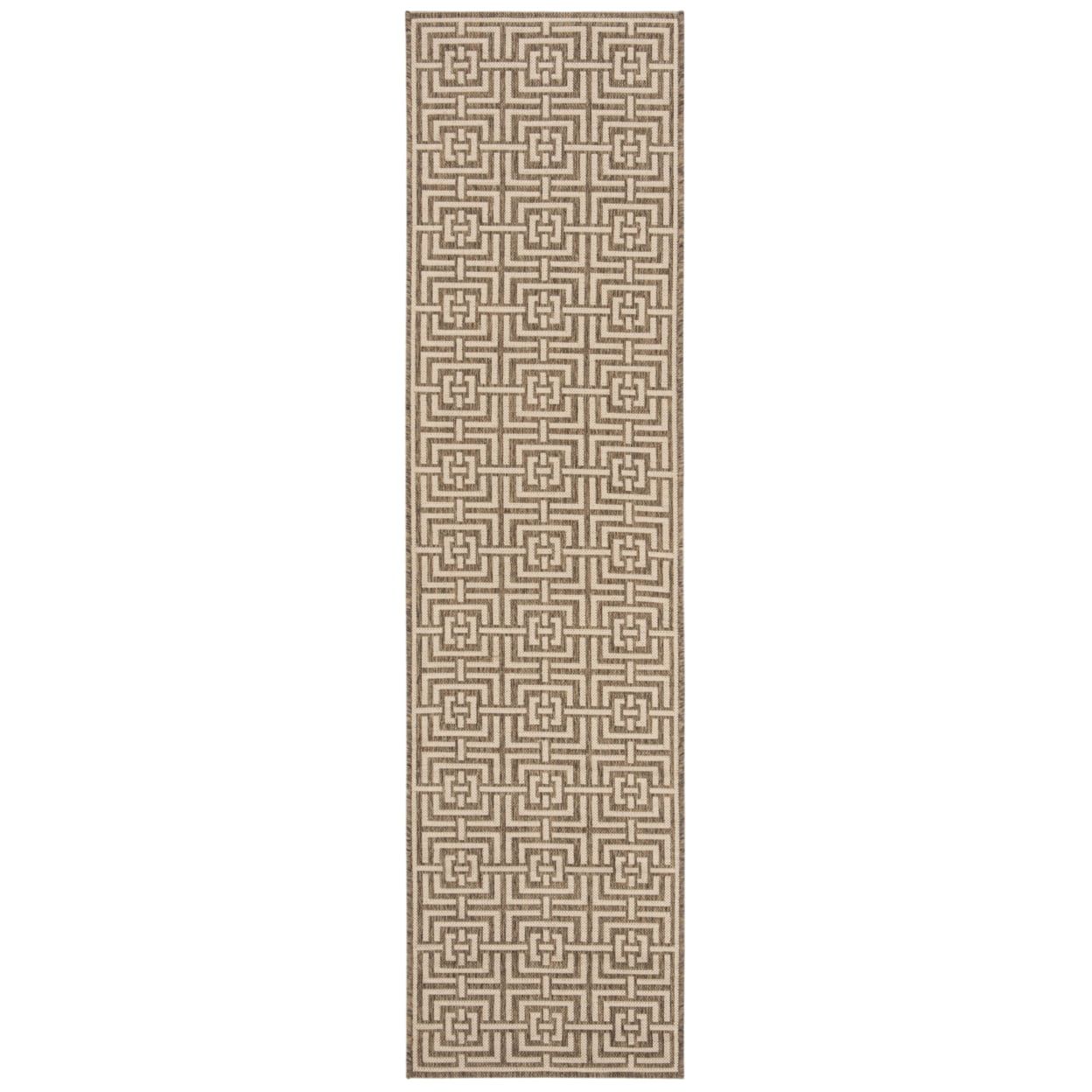 Beachside Bliss Beige/Cream 2' x 8' Geometric Synthetic Runner Rug