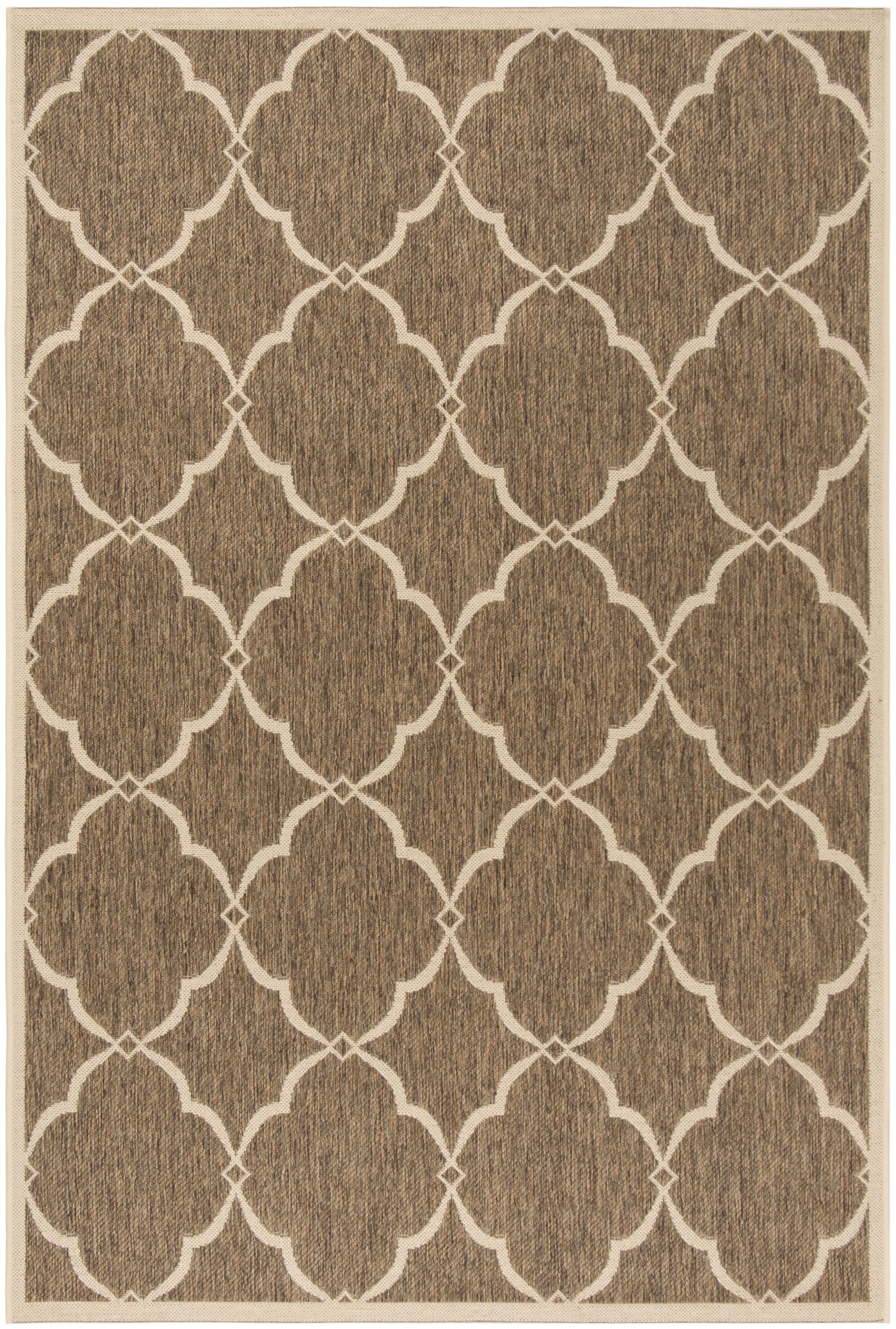 Beige and Cream Geometric Indoor/Outdoor Area Rug