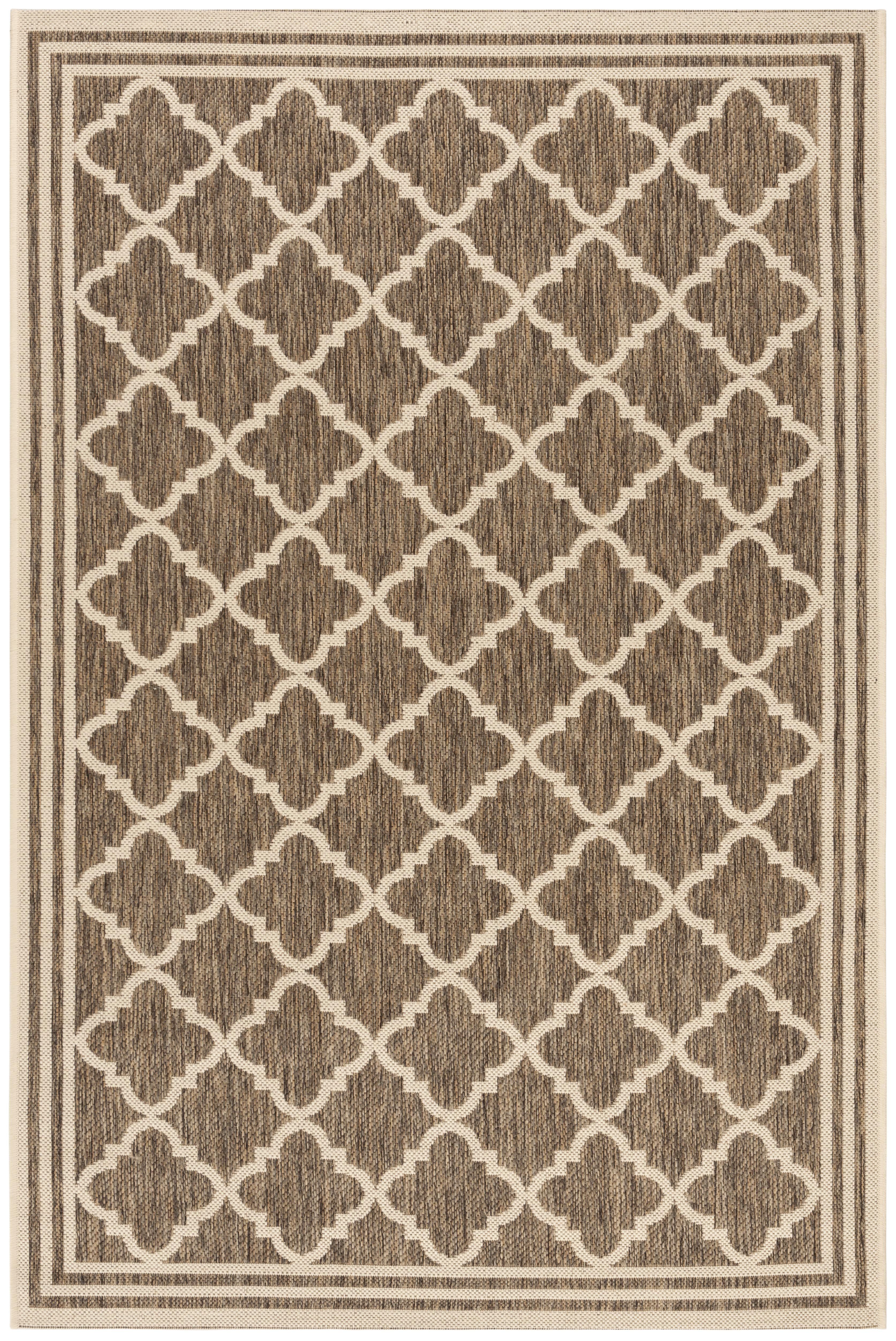 Beachside Bliss Beige Cream Round Synthetic Easy-Care Area Rug