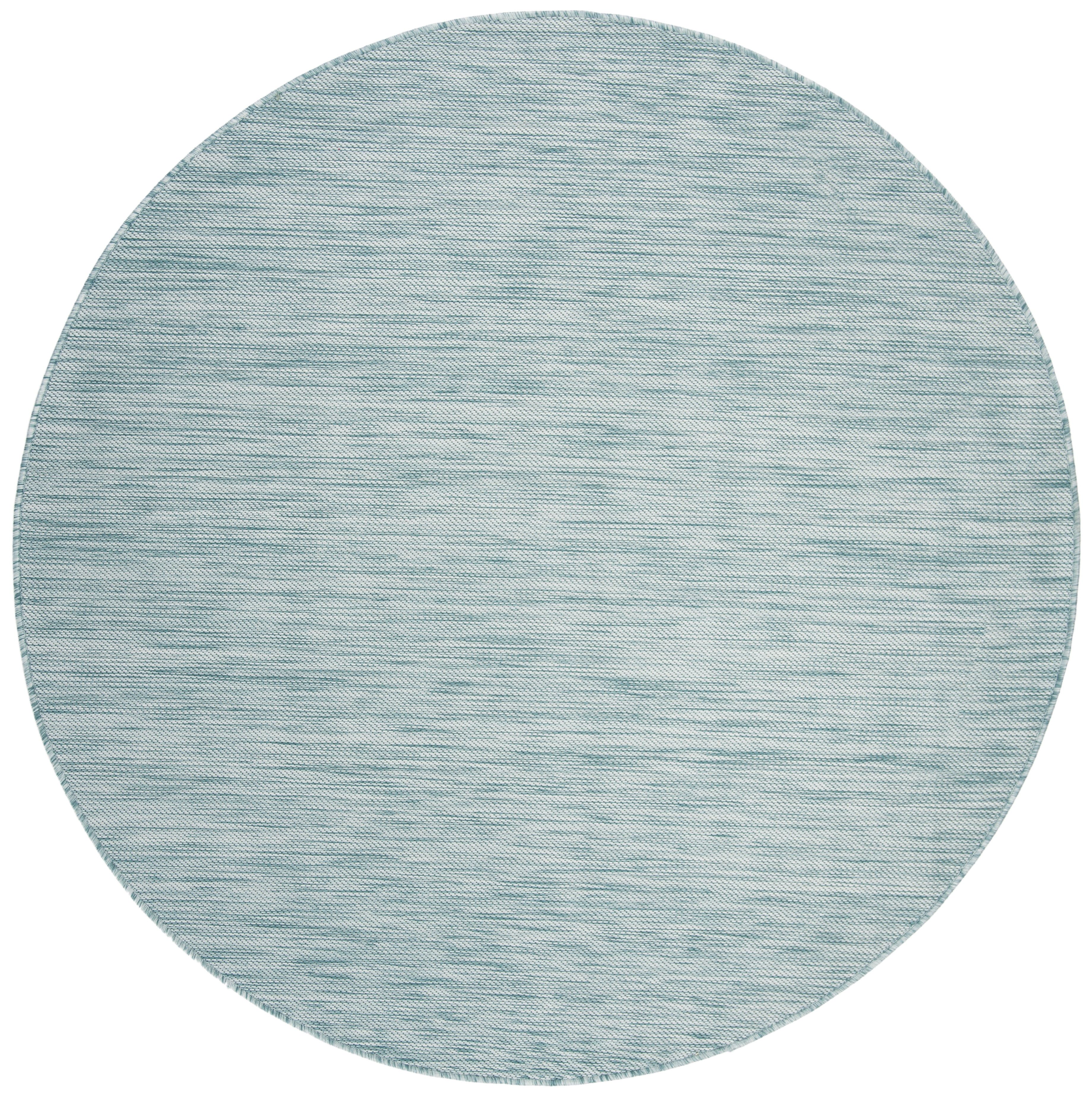 Aqua Round Synthetic Indoor/Outdoor Non-slip Area Rug, 5'3"