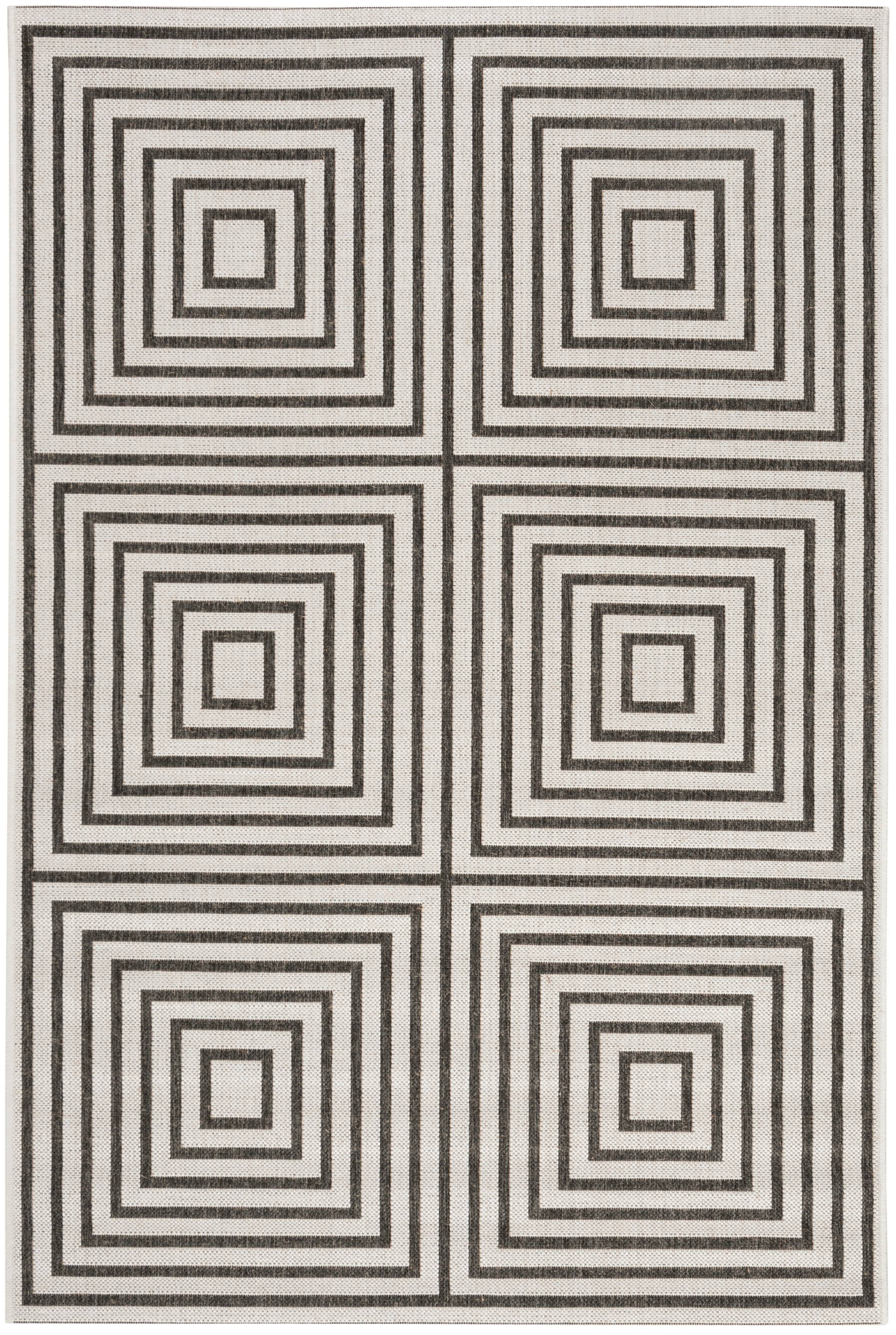 Light Grey and Charcoal Geometric Indoor/Outdoor Area Rug 3' x 5'