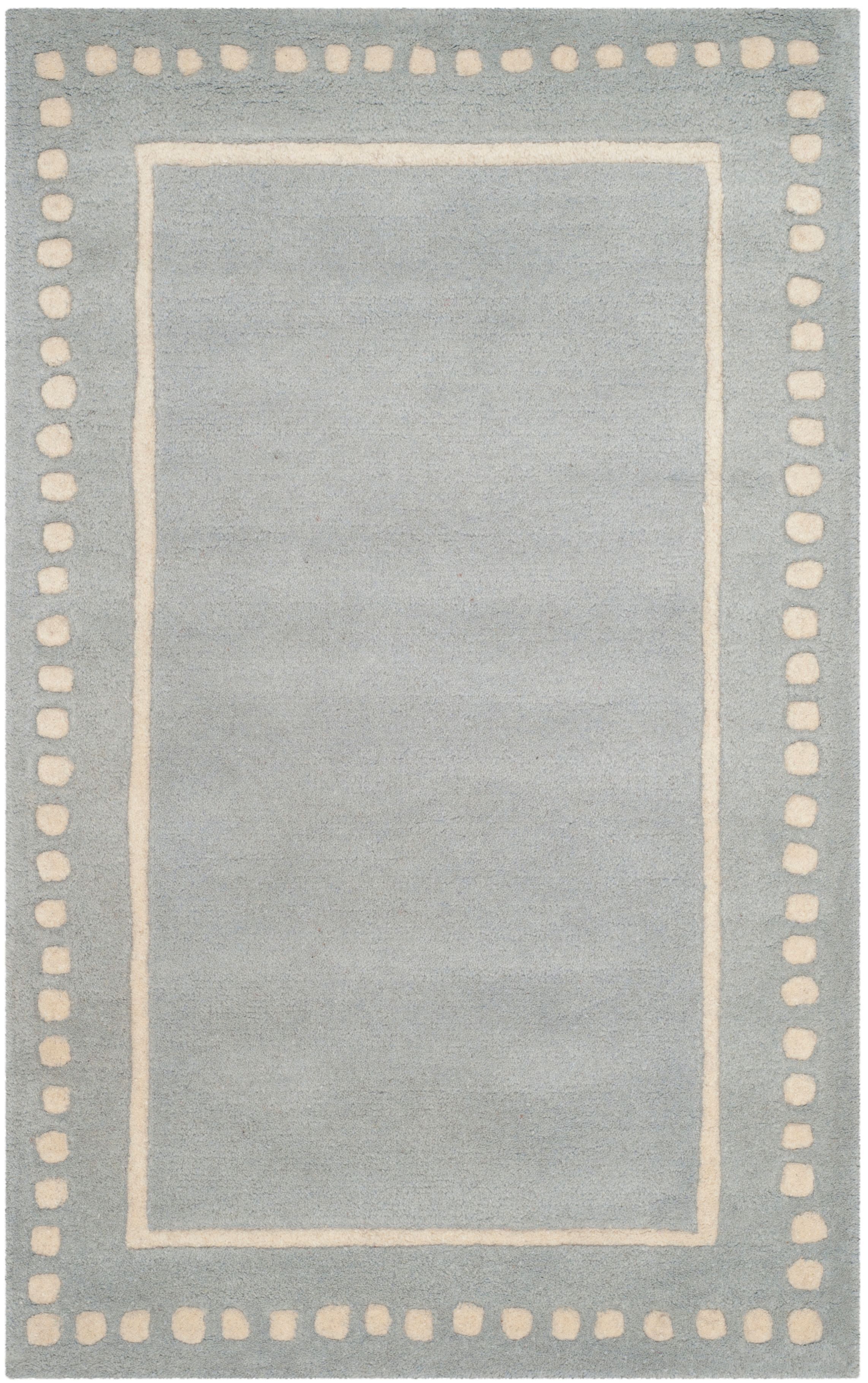 Hand-Tufted Ivory and Light Blue Wool Accent Rug 2' x 3'