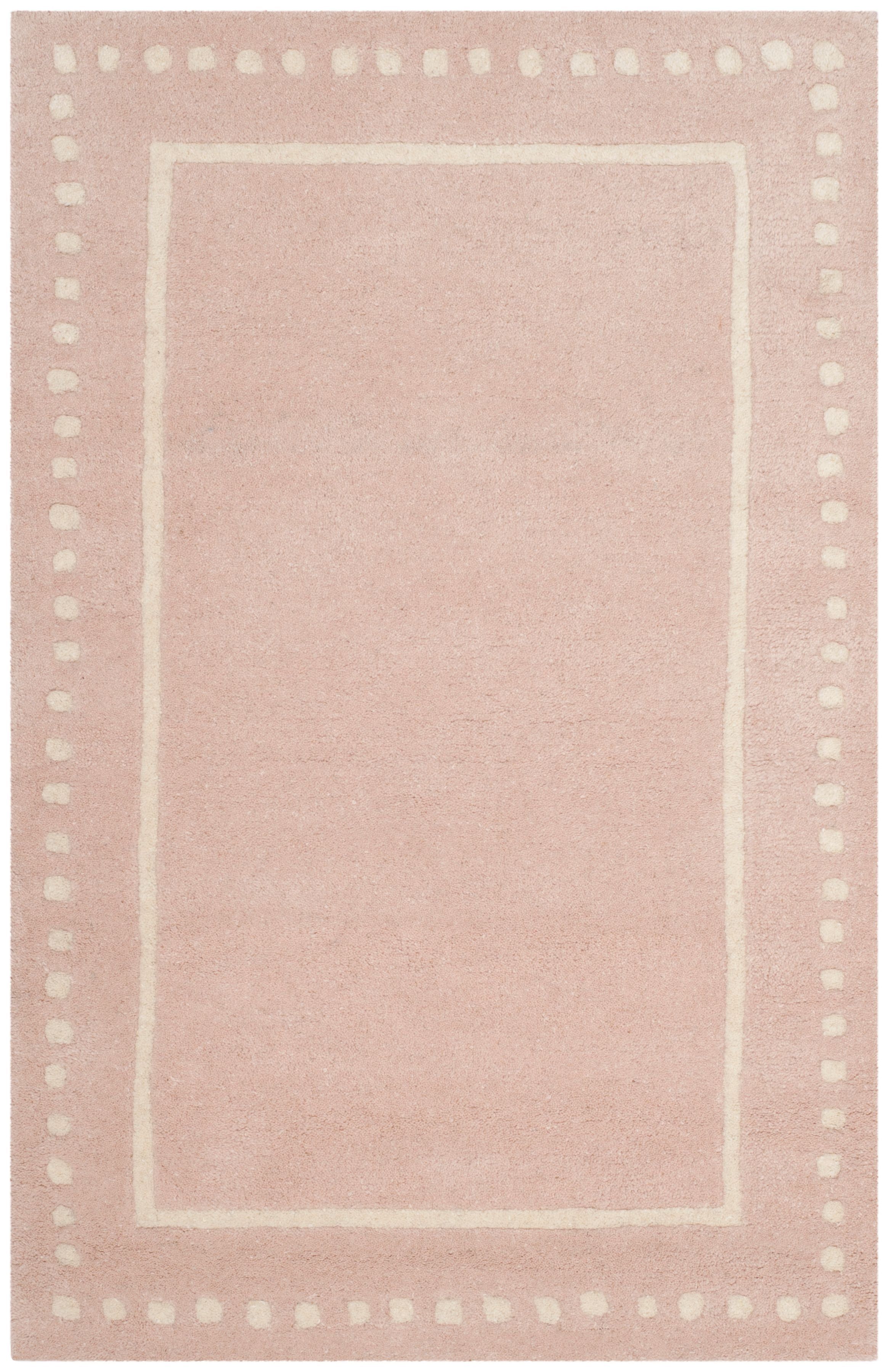 Ivory and Light Pink Hand-Tufted Wool Area Rug 2' x 3'