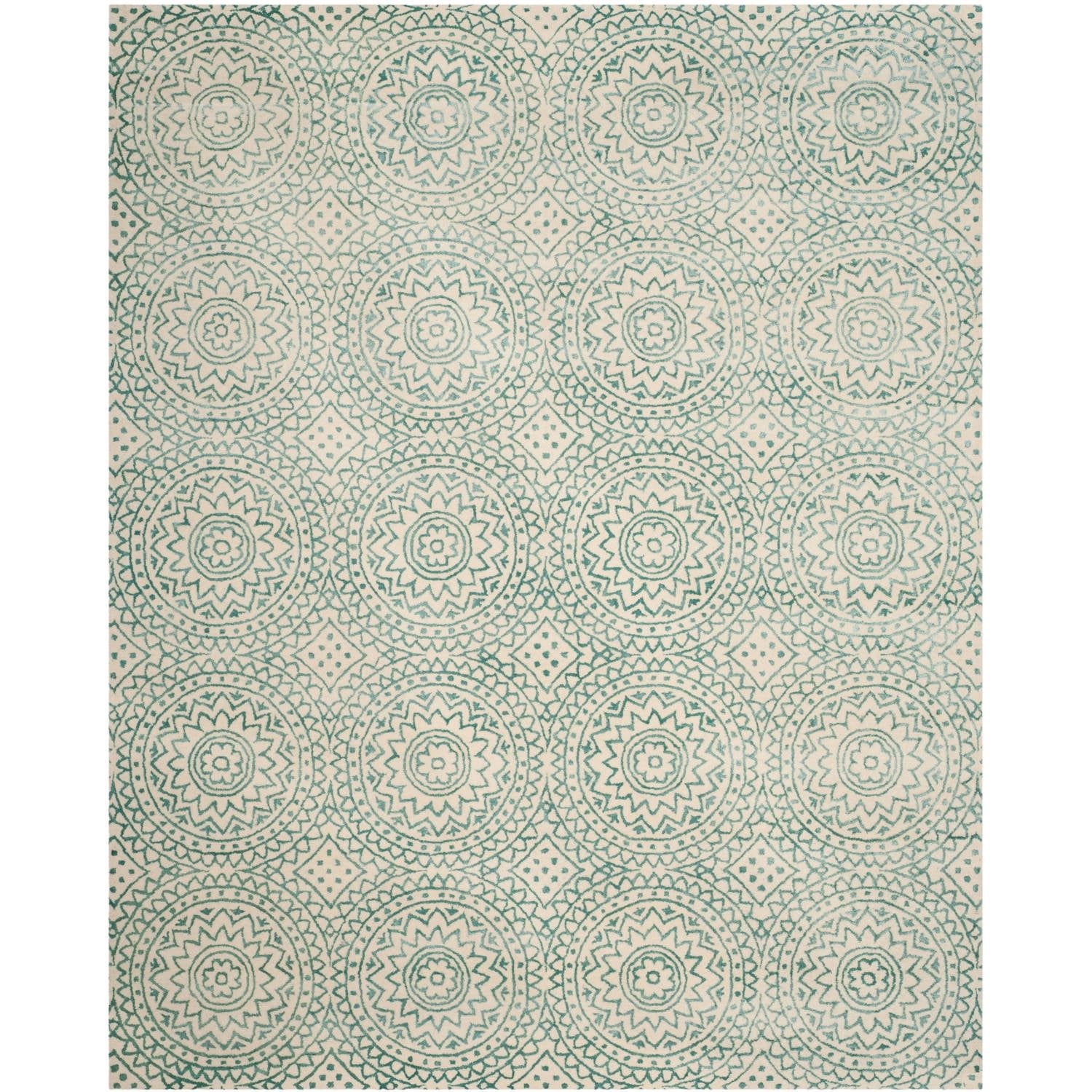 Hand-Tufted Ivory Wool & Viscose 8' x 10' Square Area Rug