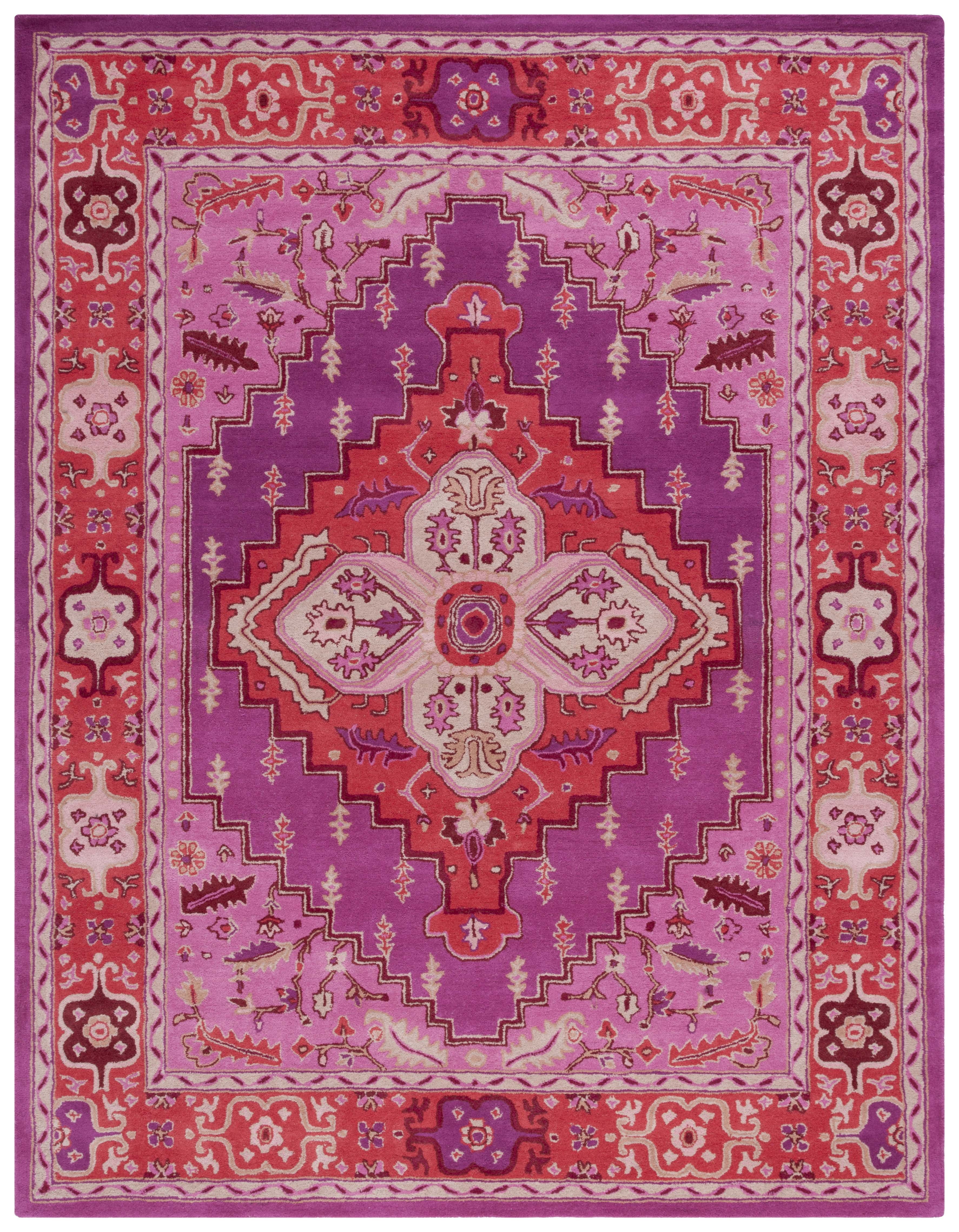 Handmade Tufted Red and Pink Wool 10' x 14' Rug