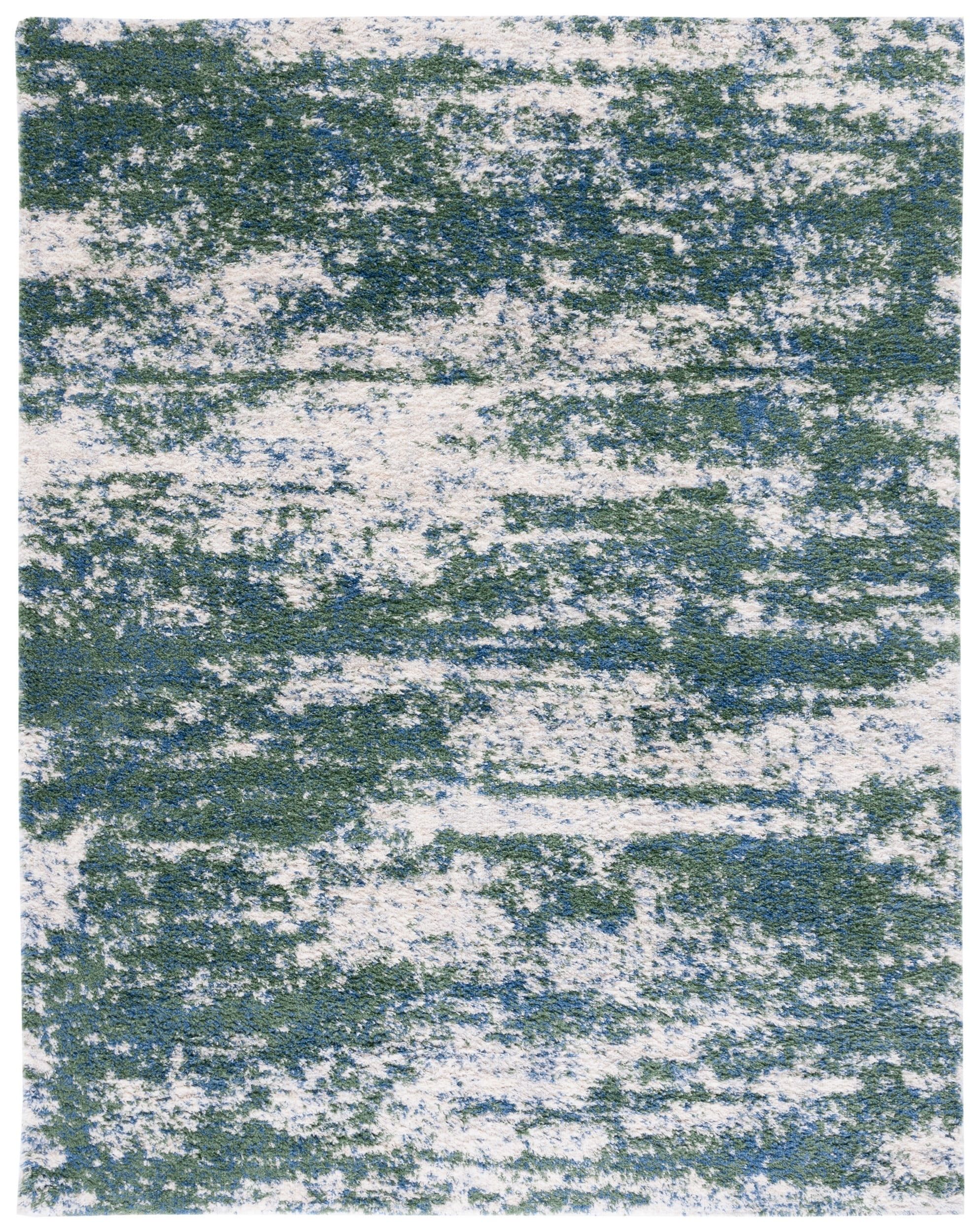 SAFAVIEH Berber Harold Abstract Plush Shag Area Rug, 8' x 10', Green/Beige