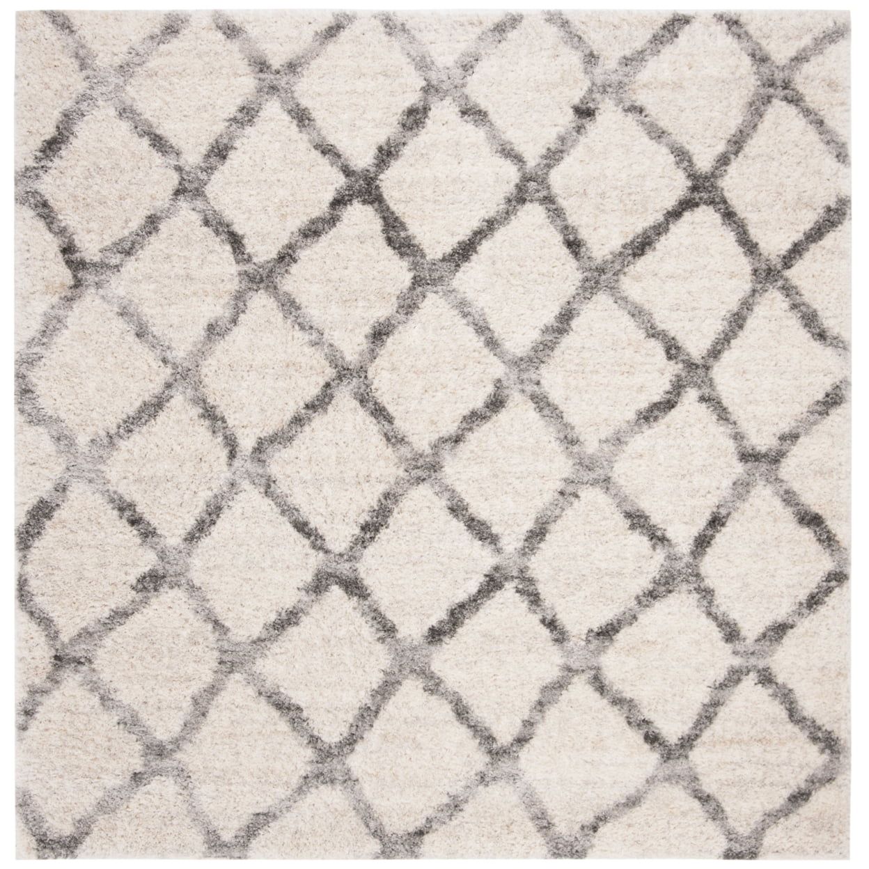 Luxurious Gray Square Shag Rug 59" Non-Slip & Stain-Resistant