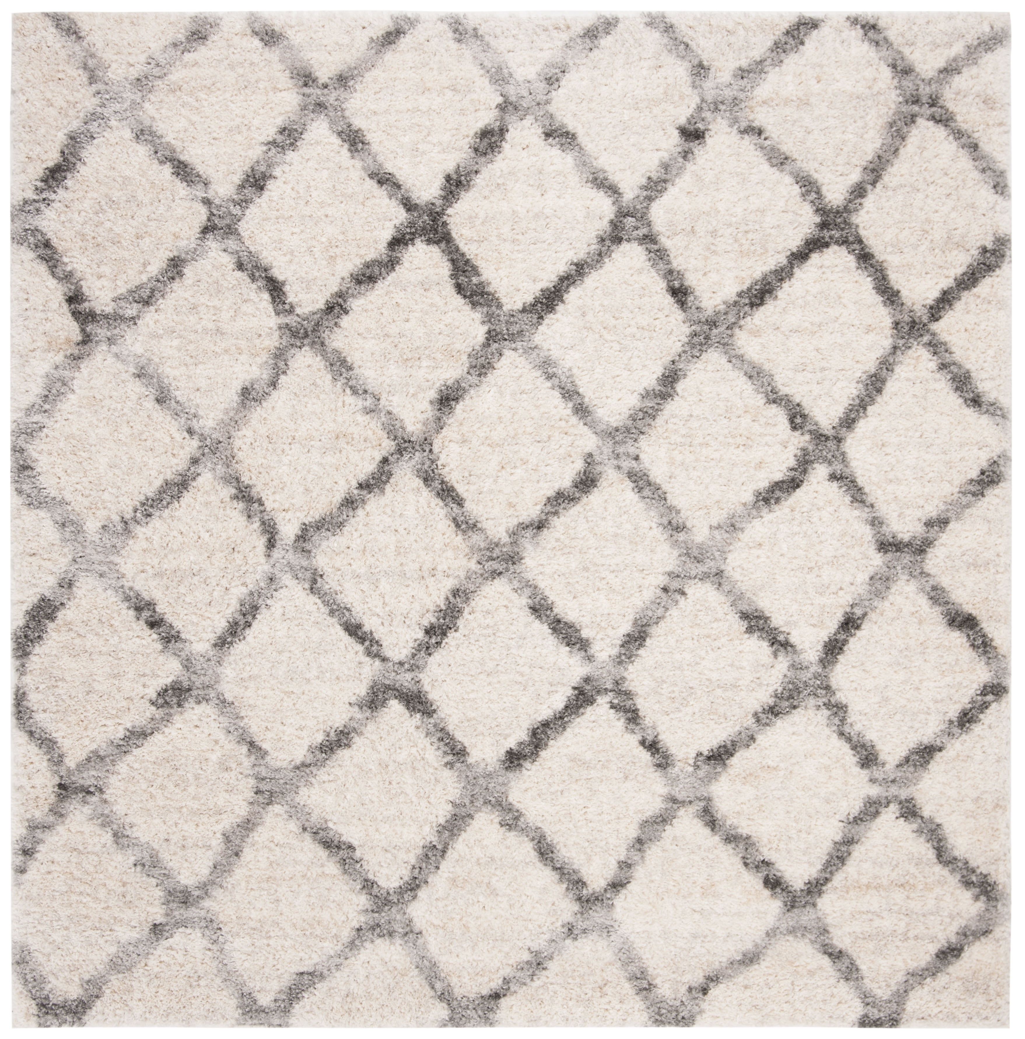 Luxurious Gray Square Shag Rug 59" Non-Slip & Stain-Resistant