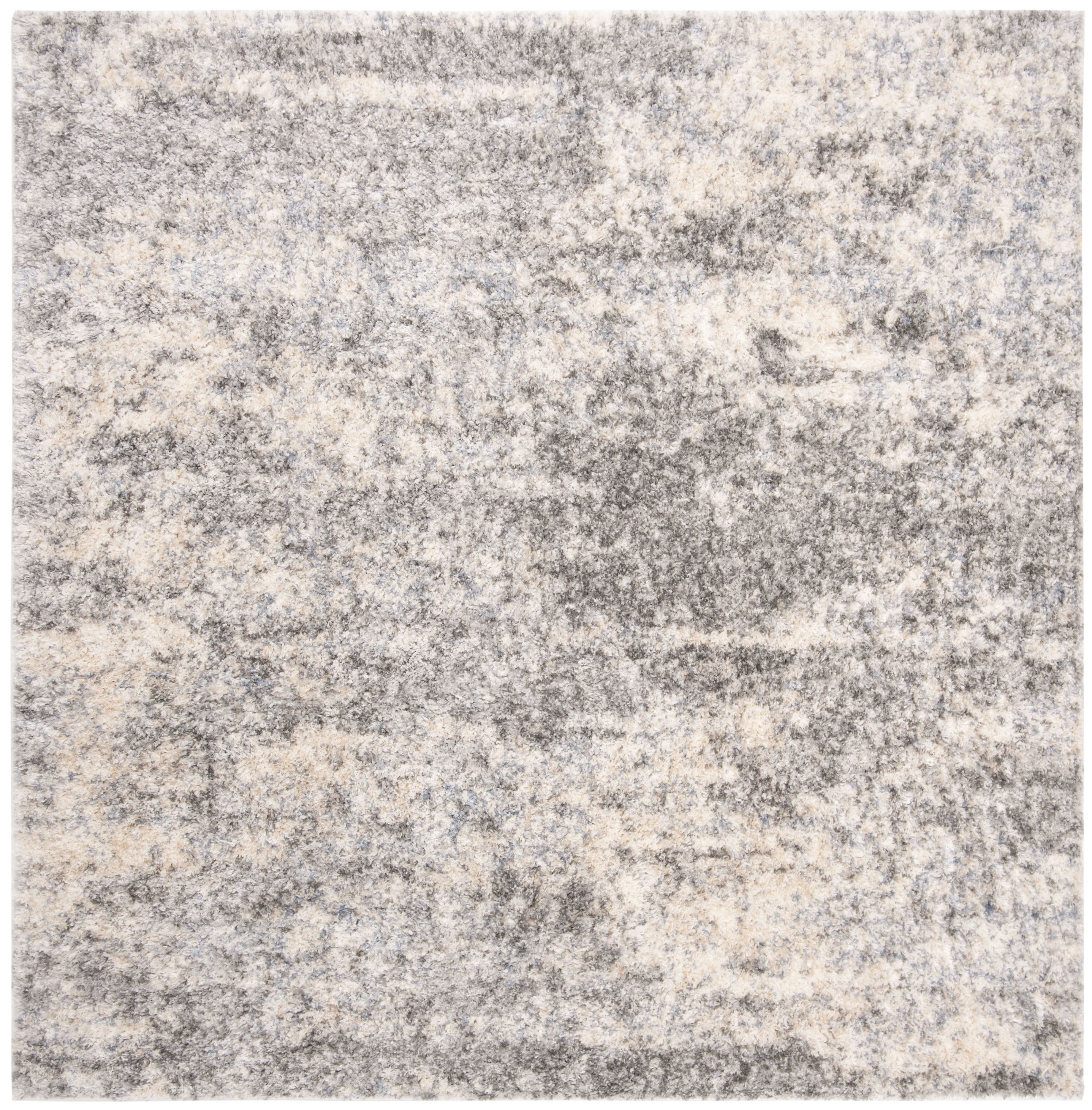 Gray and Cream Square Shag Area Rug, 11' x 11'