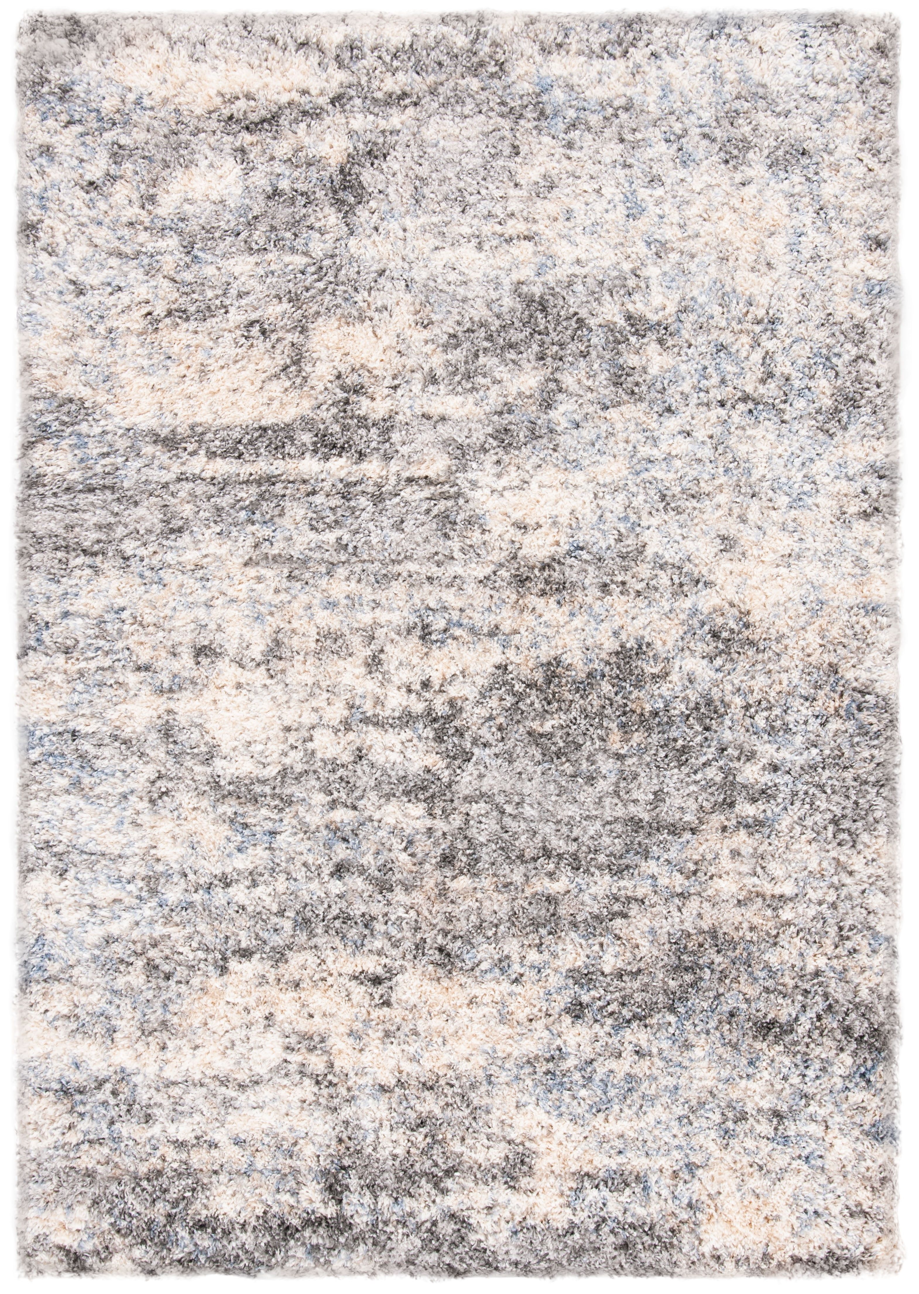 Gray and Cream Abstract Shag Area Rug 2' x 3'