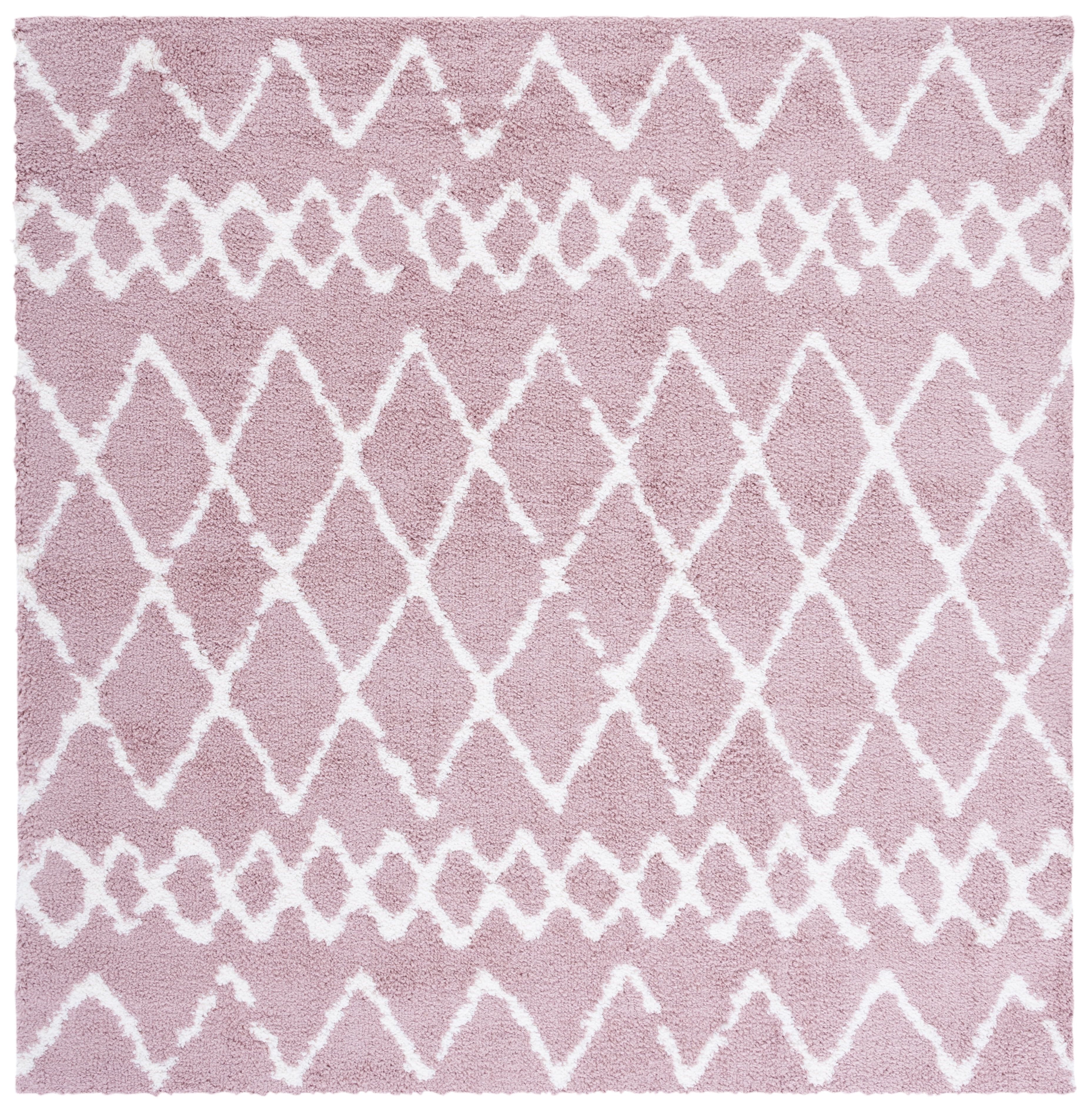 SAFAVIEH Berber Shag Feride Geometric Area Rug, Light Rose/Ivory, 8' x 10'