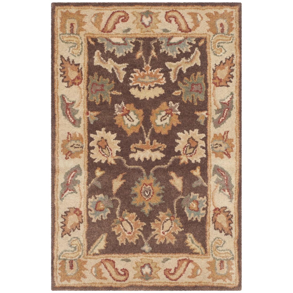 Brown and Ivory Hand-Tufted Wool Area Rug, 2' x 3'