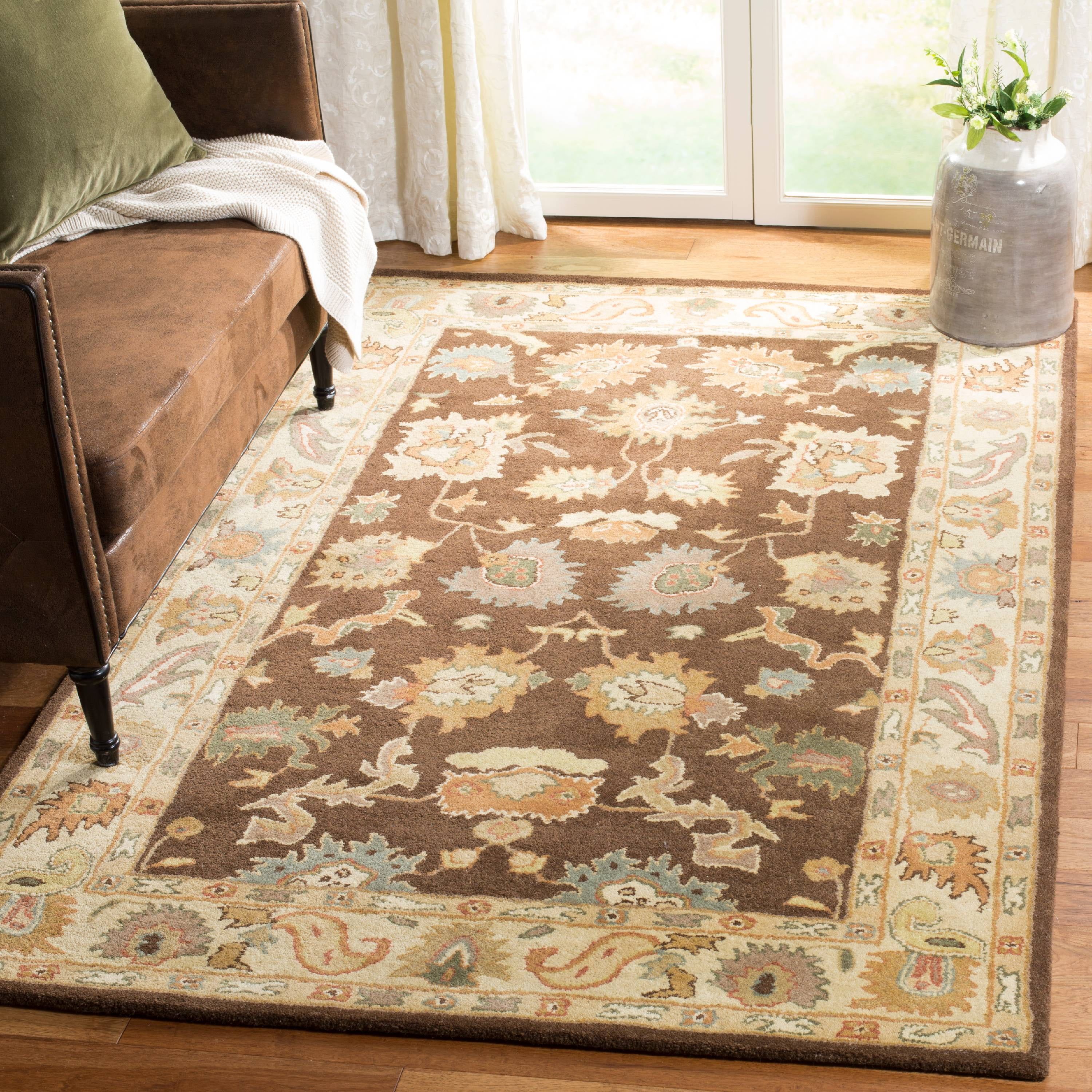 Hand-Tufted Brown and Ivory Wool Area Rug, 5' x 8'