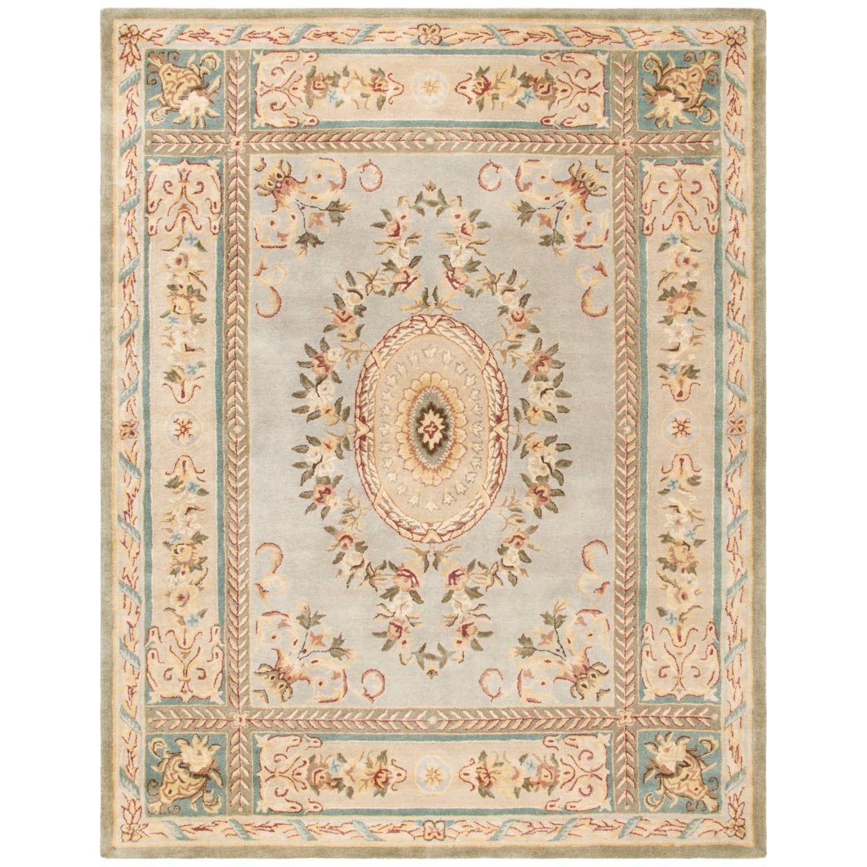 Elegant Light Blue Hand-Tufted Wool Rectangular Rug 4' x 6'