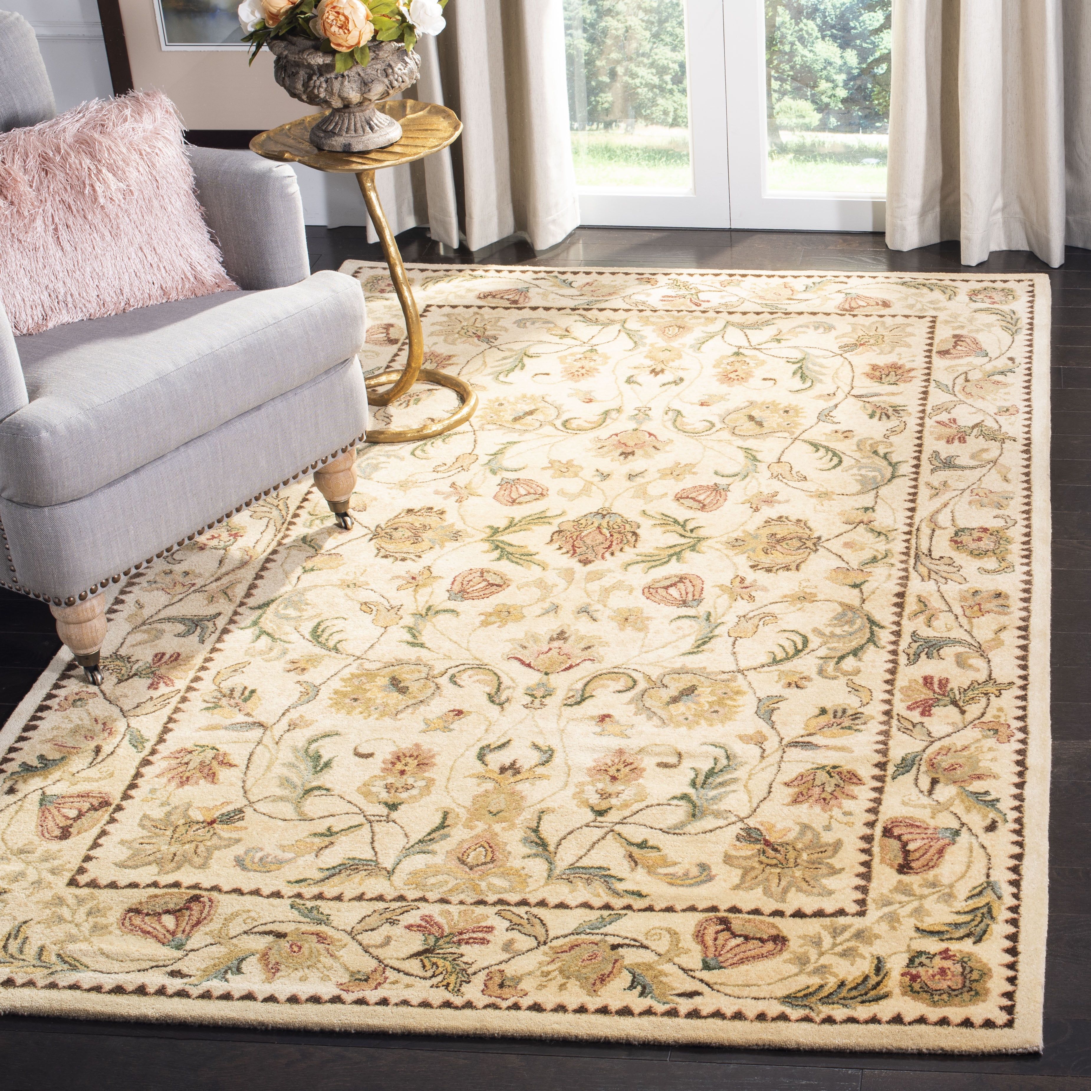Ivory Hand-Tufted Wool 8' x 10' Oriental Area Rug