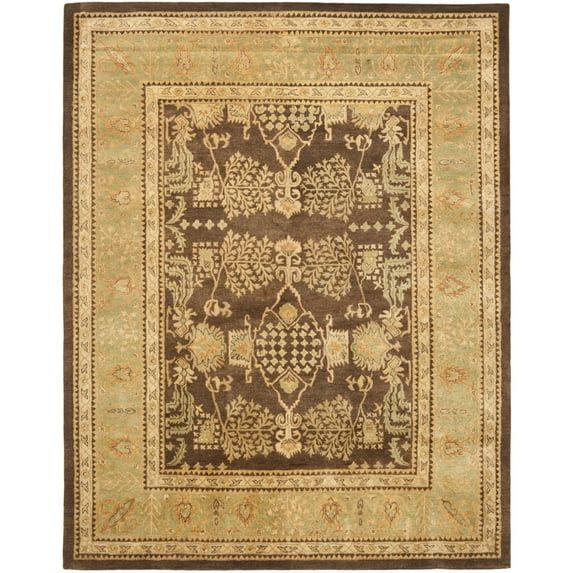 Hand-Tufted Brown & Green Round Wool Accent Rug, 2' x 3'