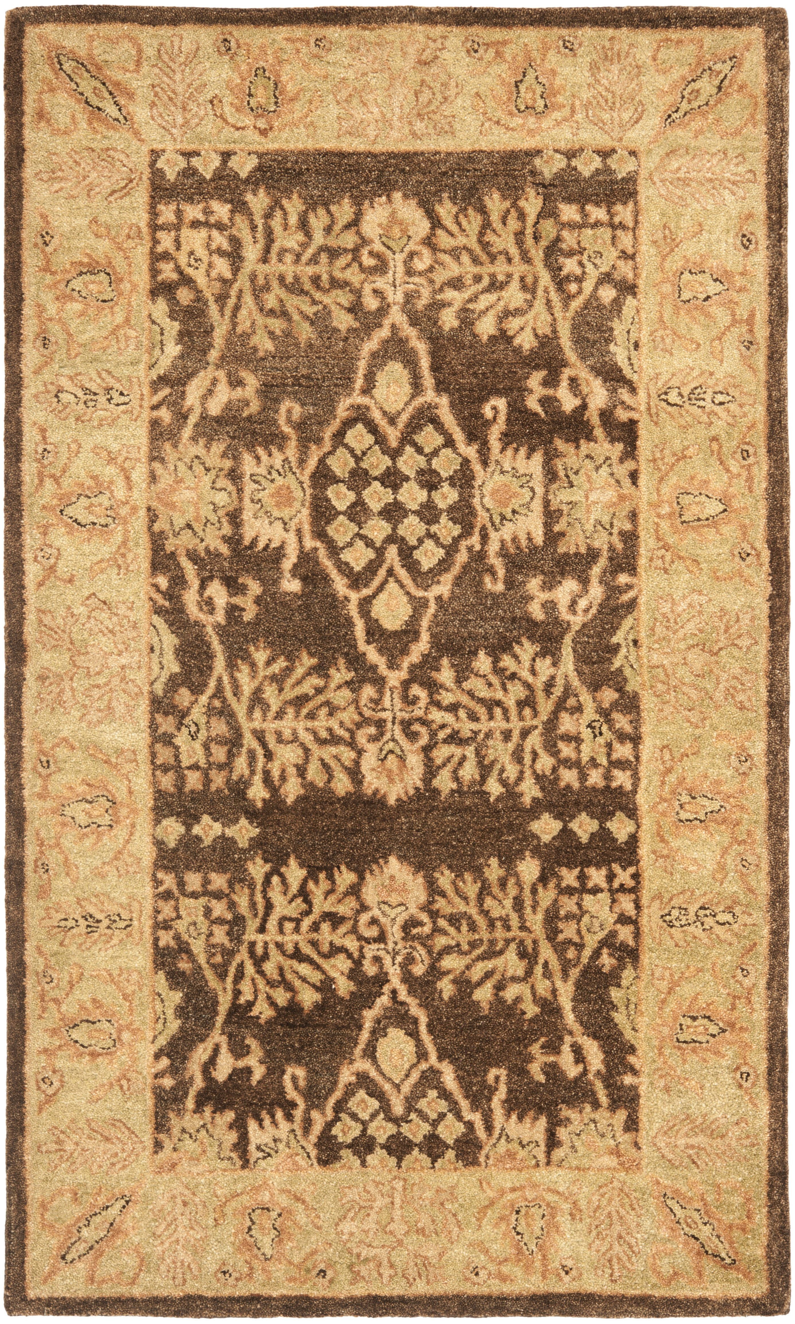 Hand-Tufted Brown and Green Wool Area Rug, 4' x 6'